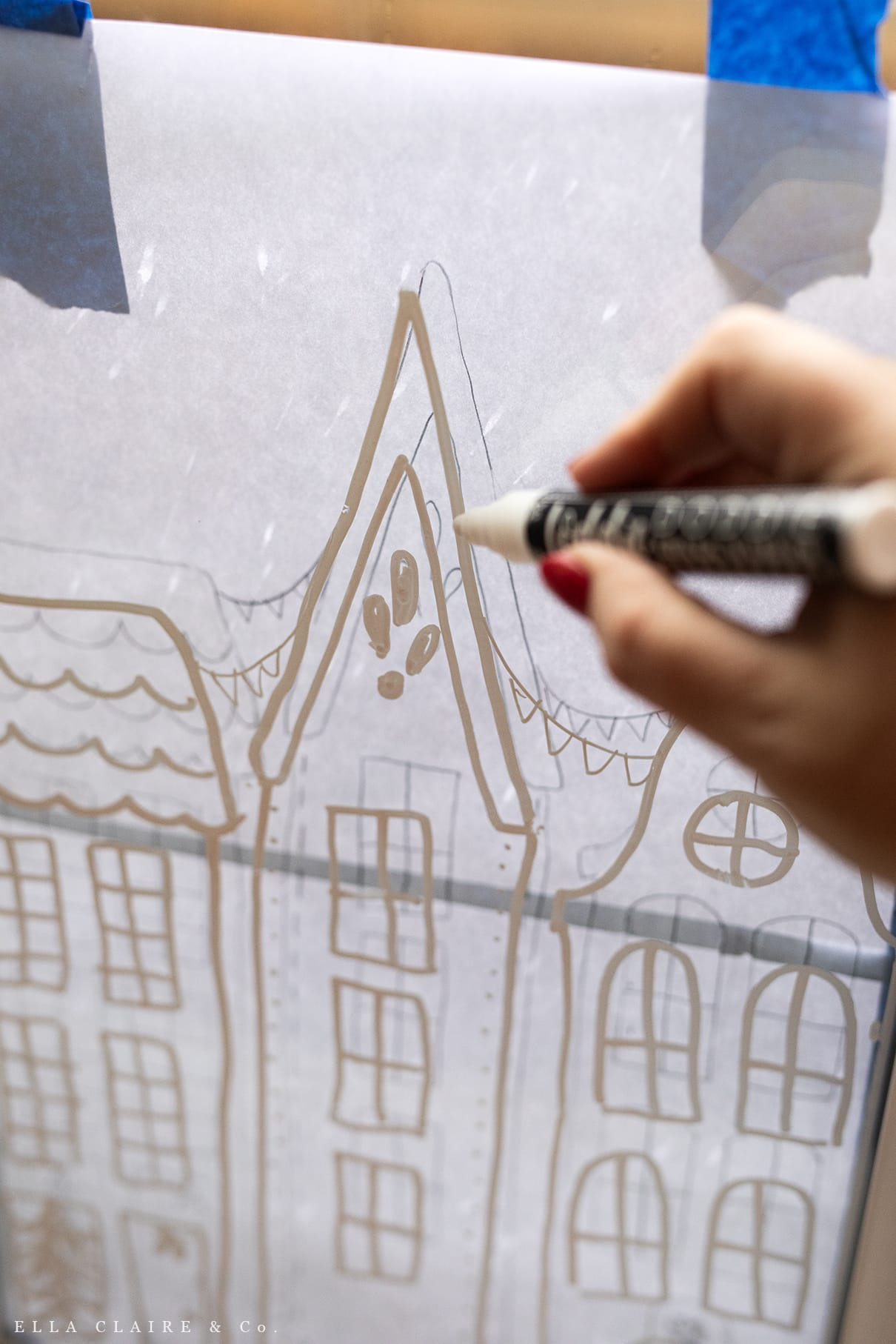 Free Printable Christmas Village Window Stencil - Ella Claire &amp;amp; Co. within Free Printable Christmas Village Stencil