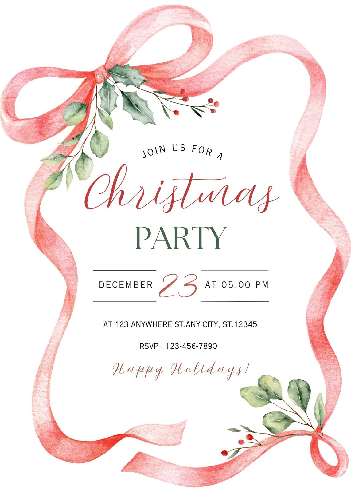 Free, Printable, Customizable Christmas Invitation Templates | Canva inside Free Printable Christmas Tea Party Invitations