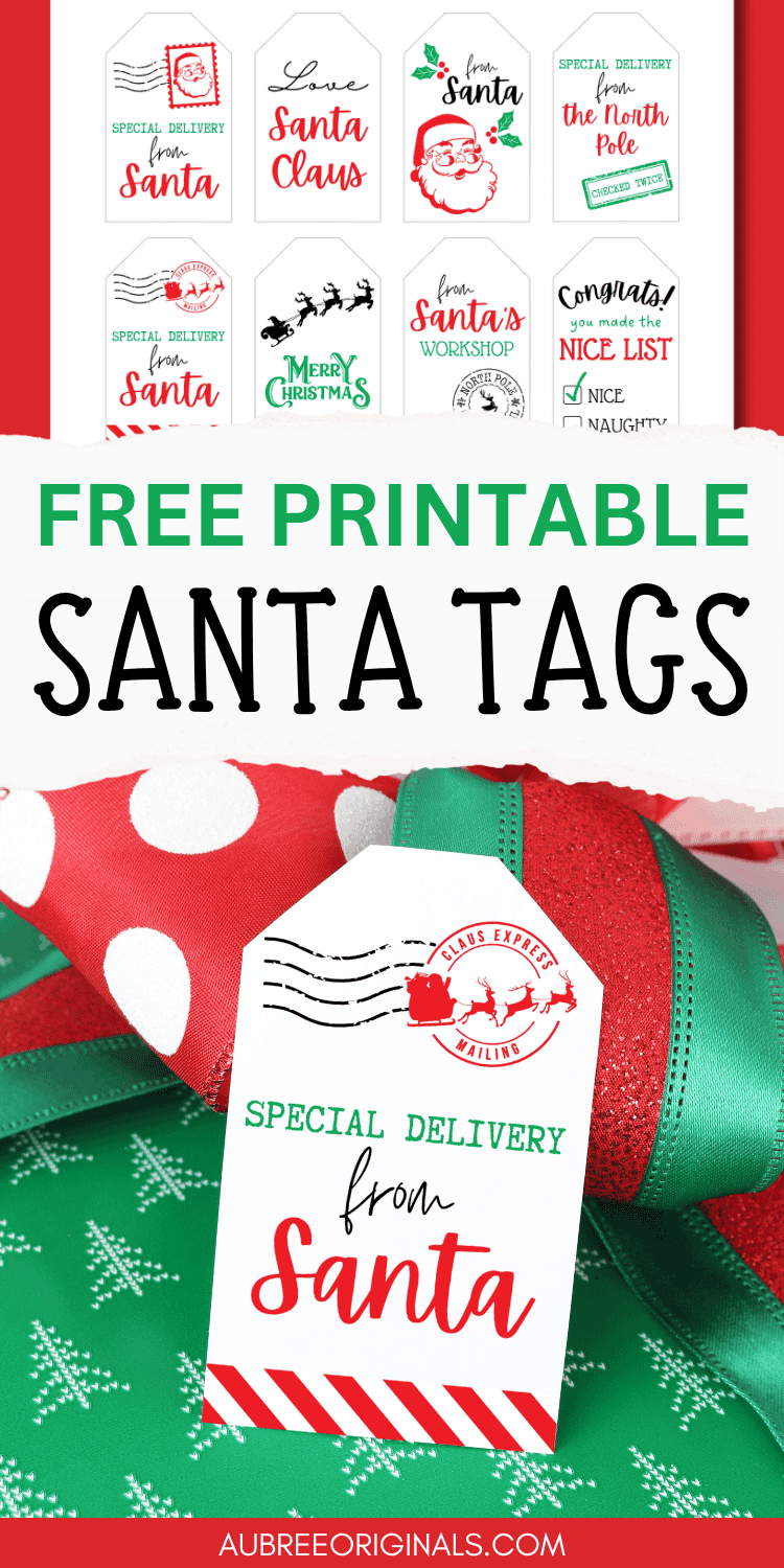 Free Printable "From Santa" Gift Tags For Christmas - Aubree Originals throughout Free Printable Christmas Labels From Santa