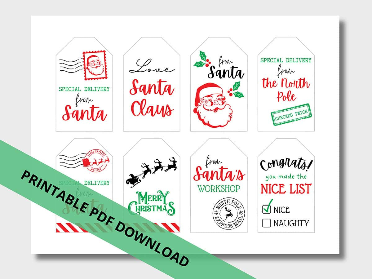 Free Printable &amp;quot;From Santa&amp;quot; Gift Tags For Christmas - Aubree Originals within Free Printable Christmas Tags From Santa