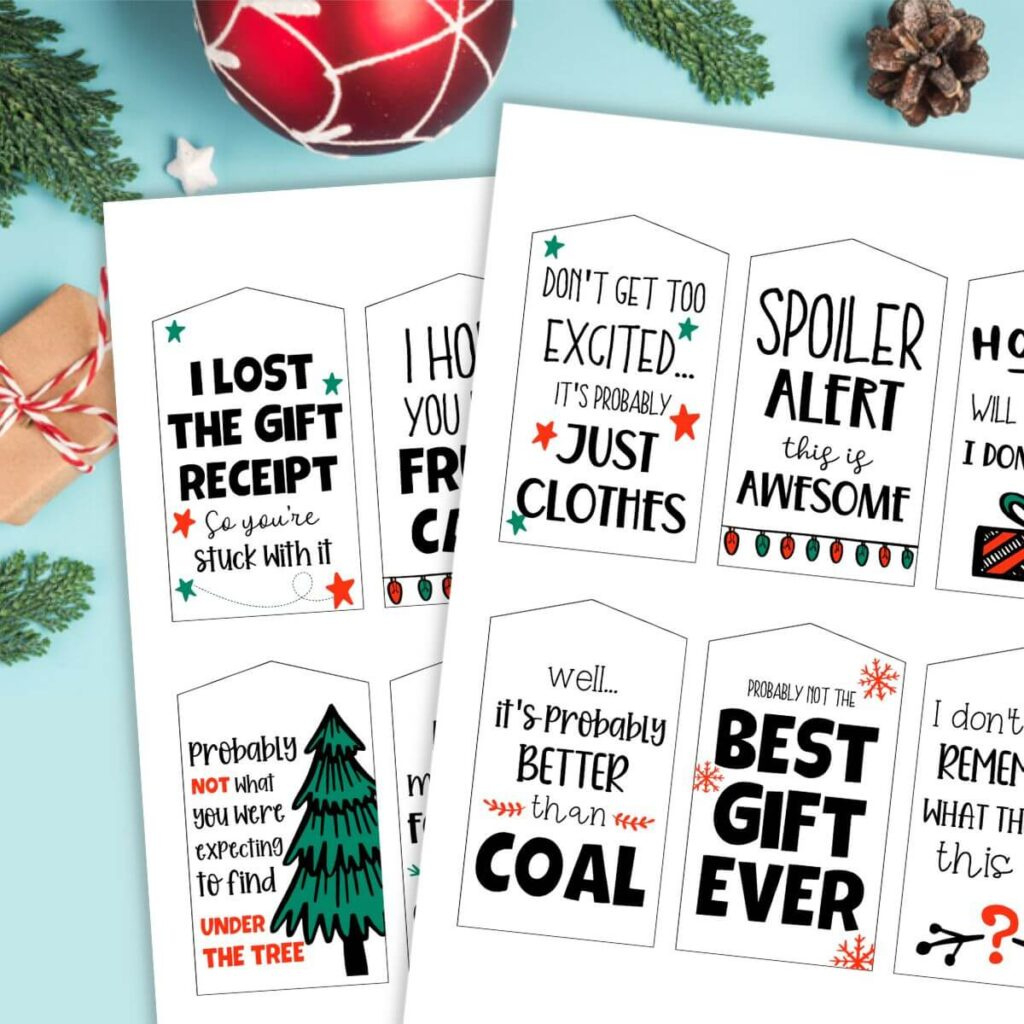 Free Printable Funny Christmas Gift Tags - The Savvy Sparrow for Free Printable Funny Christmas Tags