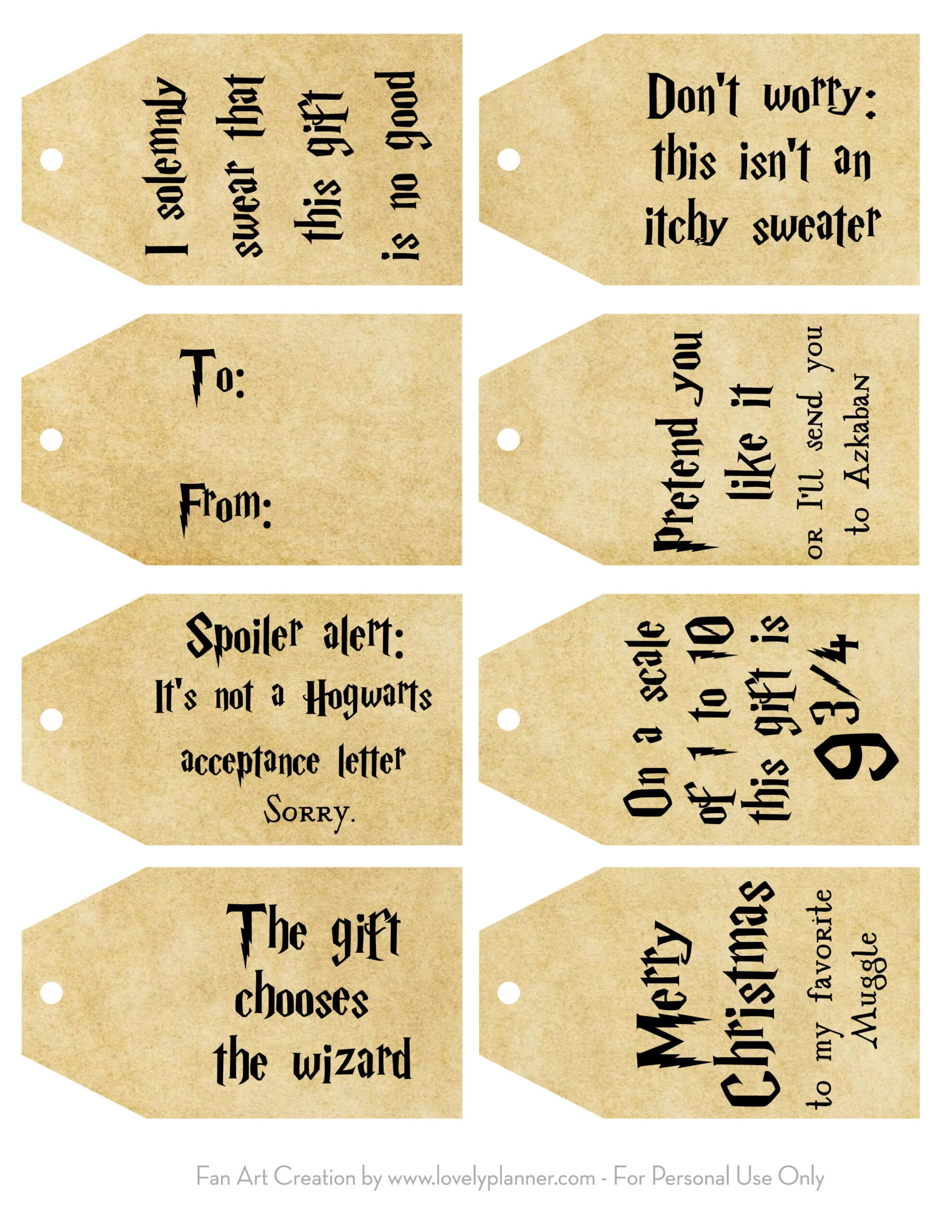 Free Printable Harry Potter Christmas Gift Tags inside Harry Potter Christmas Printable