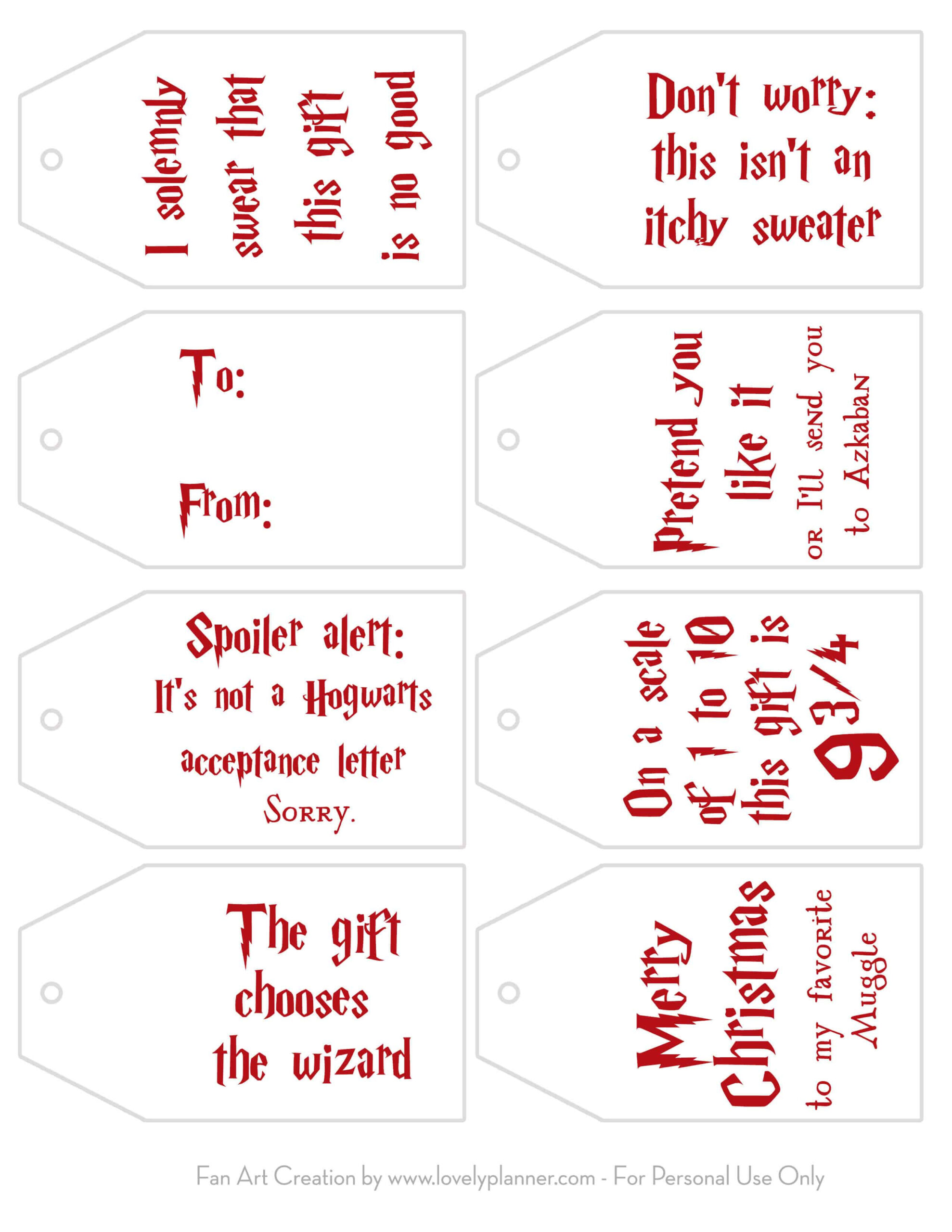Free Printable Harry Potter Christmas Gift Tags - Lovely Planner regarding Harry Potter Christmas Printable