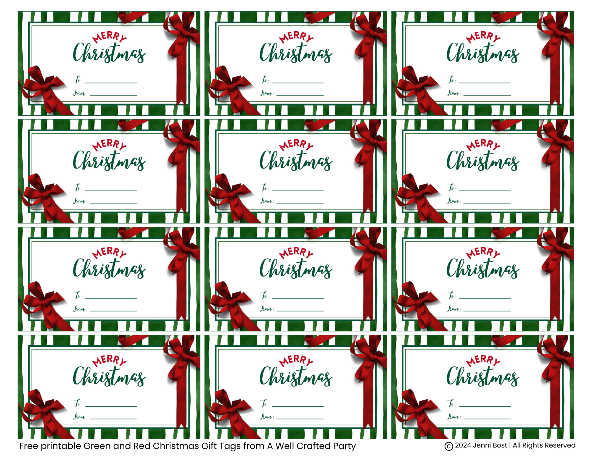 Free Printable Holiday Gift Tags – A Well Crafted Party with Free Printable Merry Christmas Gift Tags