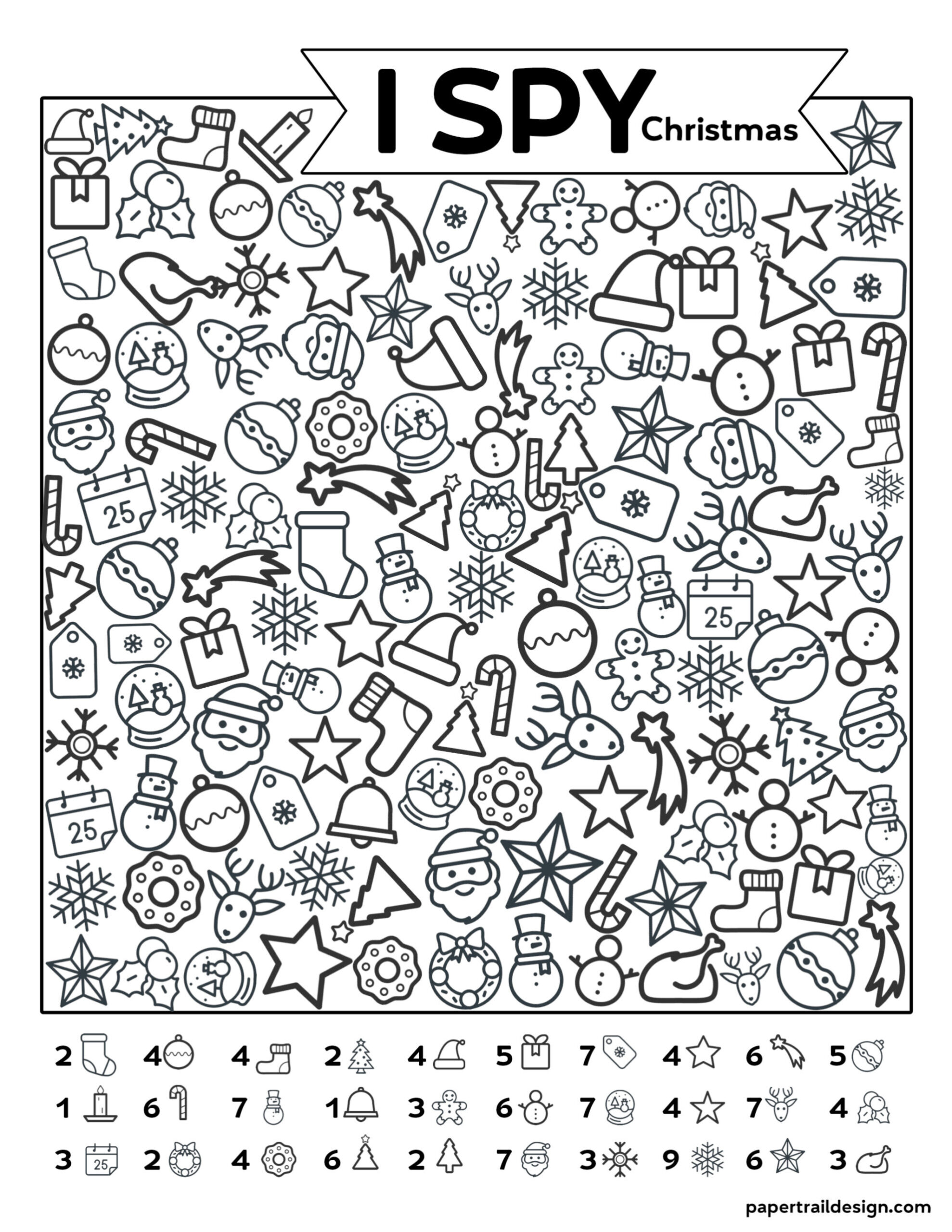 Free Printable I Spy Christmas Activity - Paper Trail Design inside I Spy Christmas Free Printable