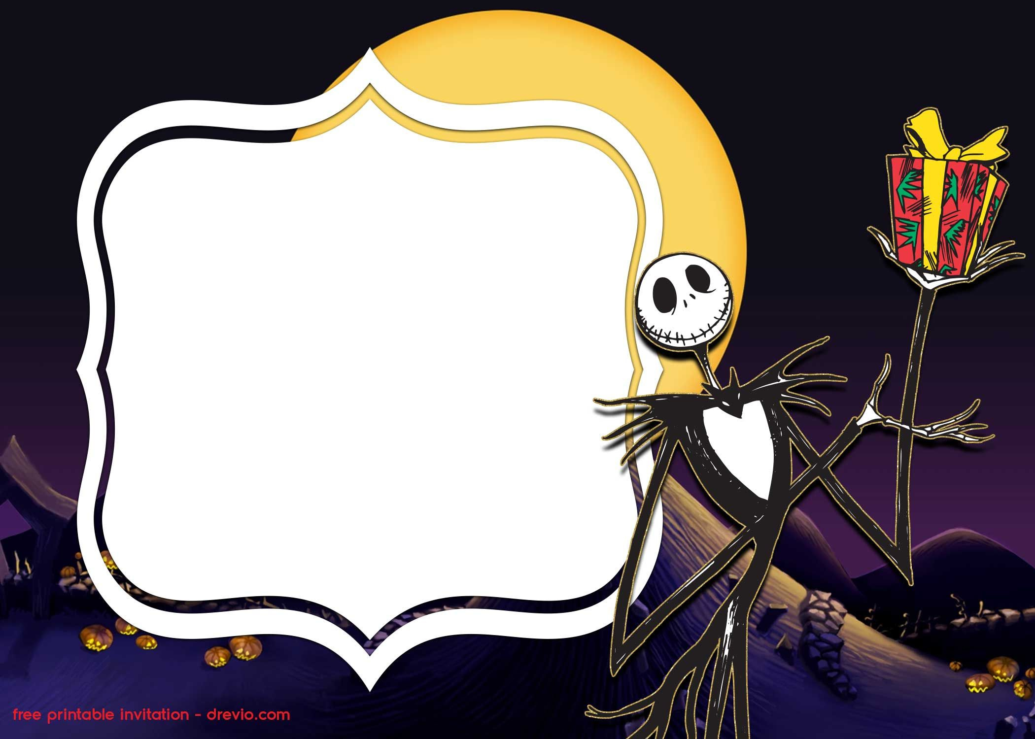 Free Printable Jack Skellington Invitation Templates intended for Free Nightmare Before Christmas Party Printable