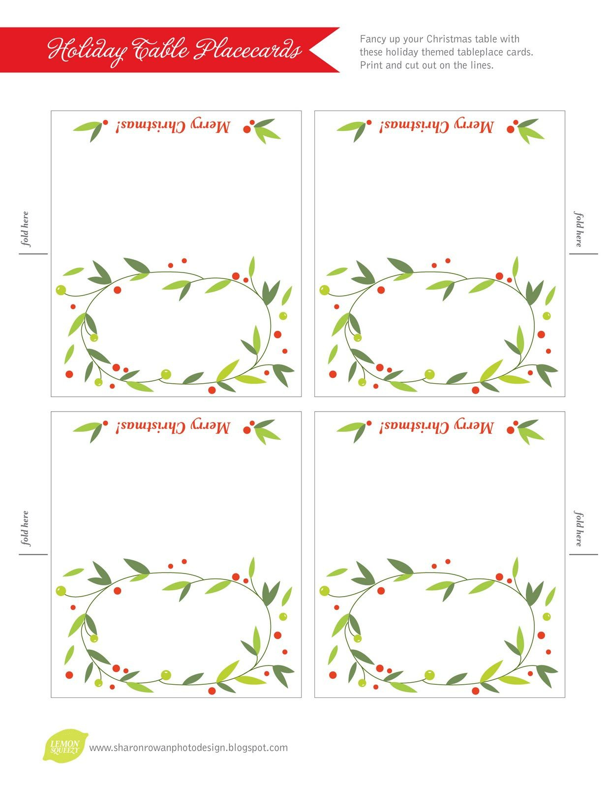 Free Printable Place Cards For Christmas, Download Free Printable pertaining to Free Printable Place Card Christmas Dinner