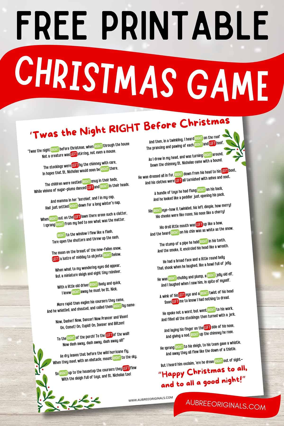 Free Printable Right Left Christmas Game Story - Aubree Originals with regard to Left Right Christmas Game Printable Free Printable