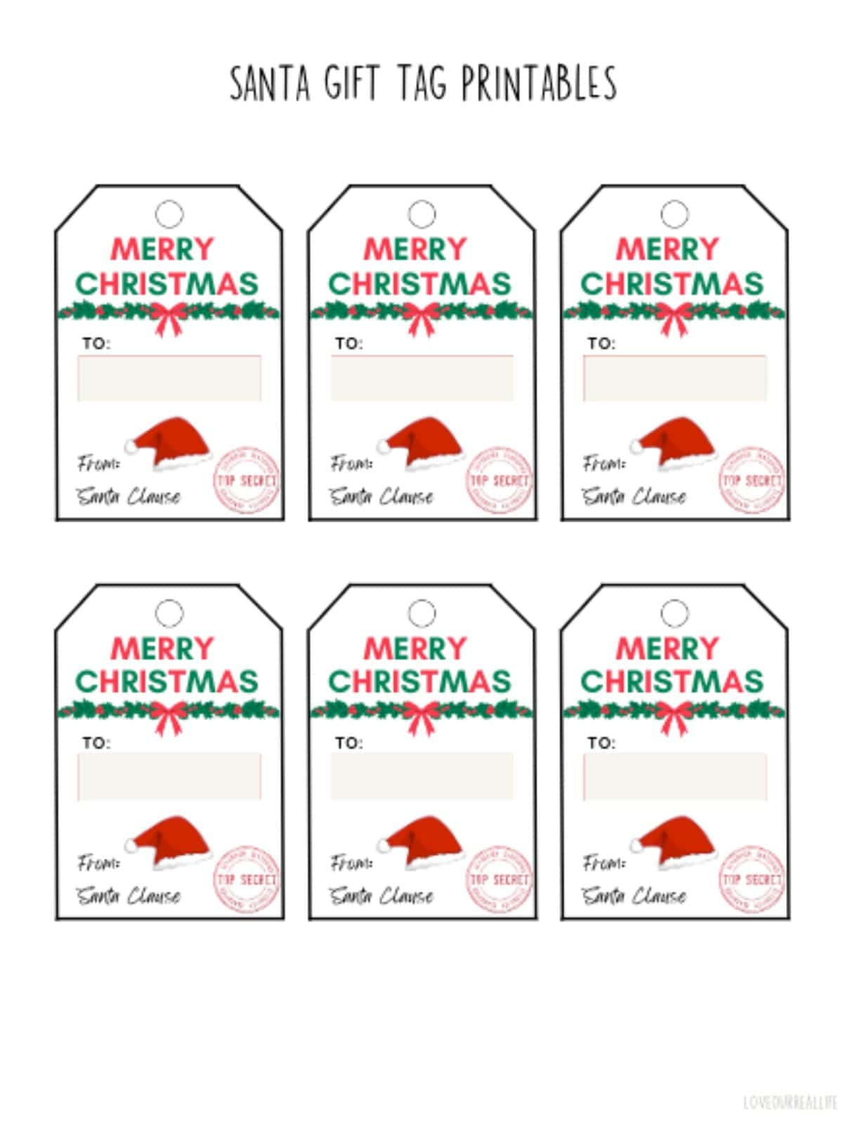 Free Printable Santa Gift Tags (Download Instantly To Print pertaining to Free Printable Christmas Labels From Santa