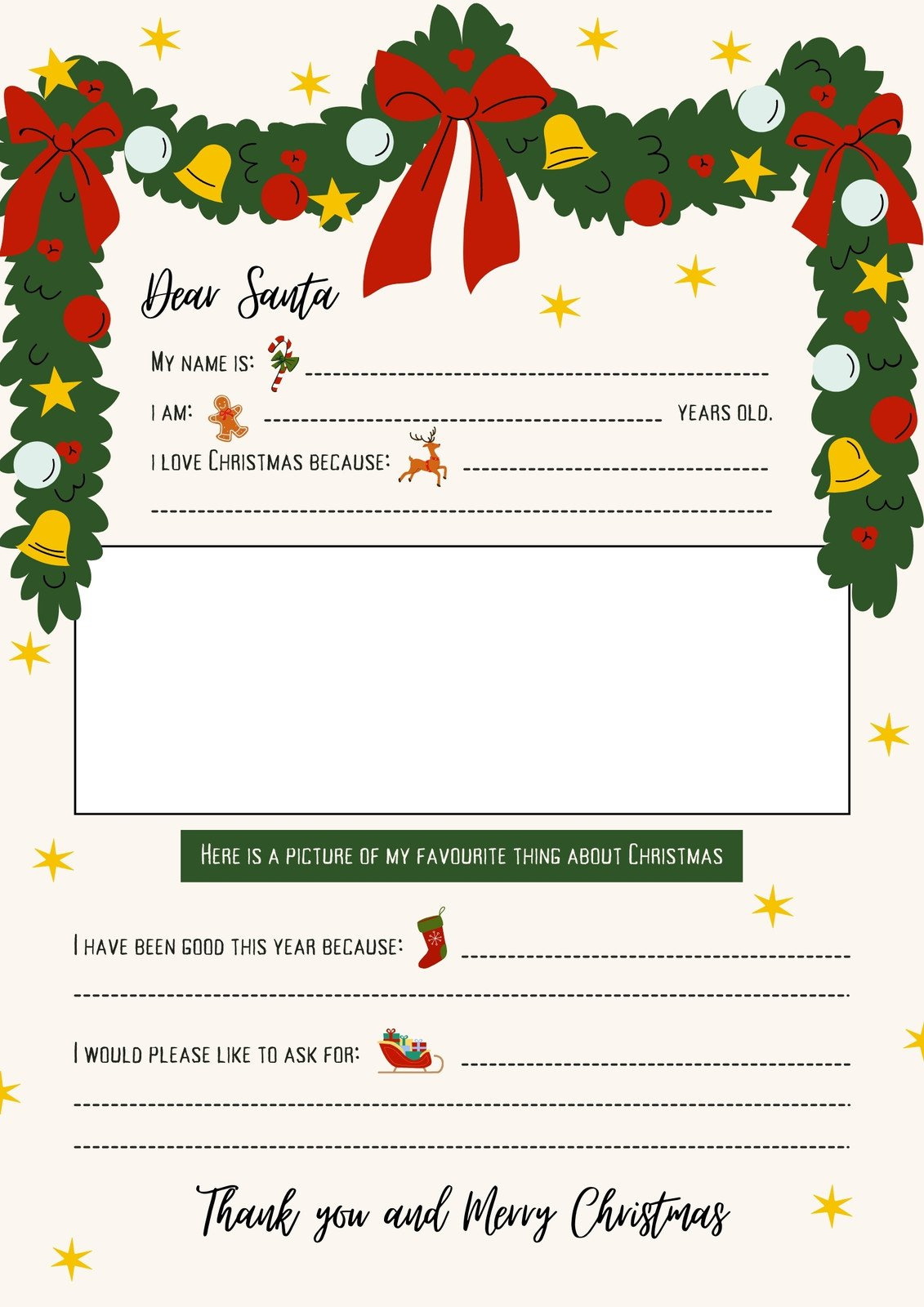 Free Printable Santa Letter Templates You Can Customize | Canva throughout Printable Christmas Letter to Santa