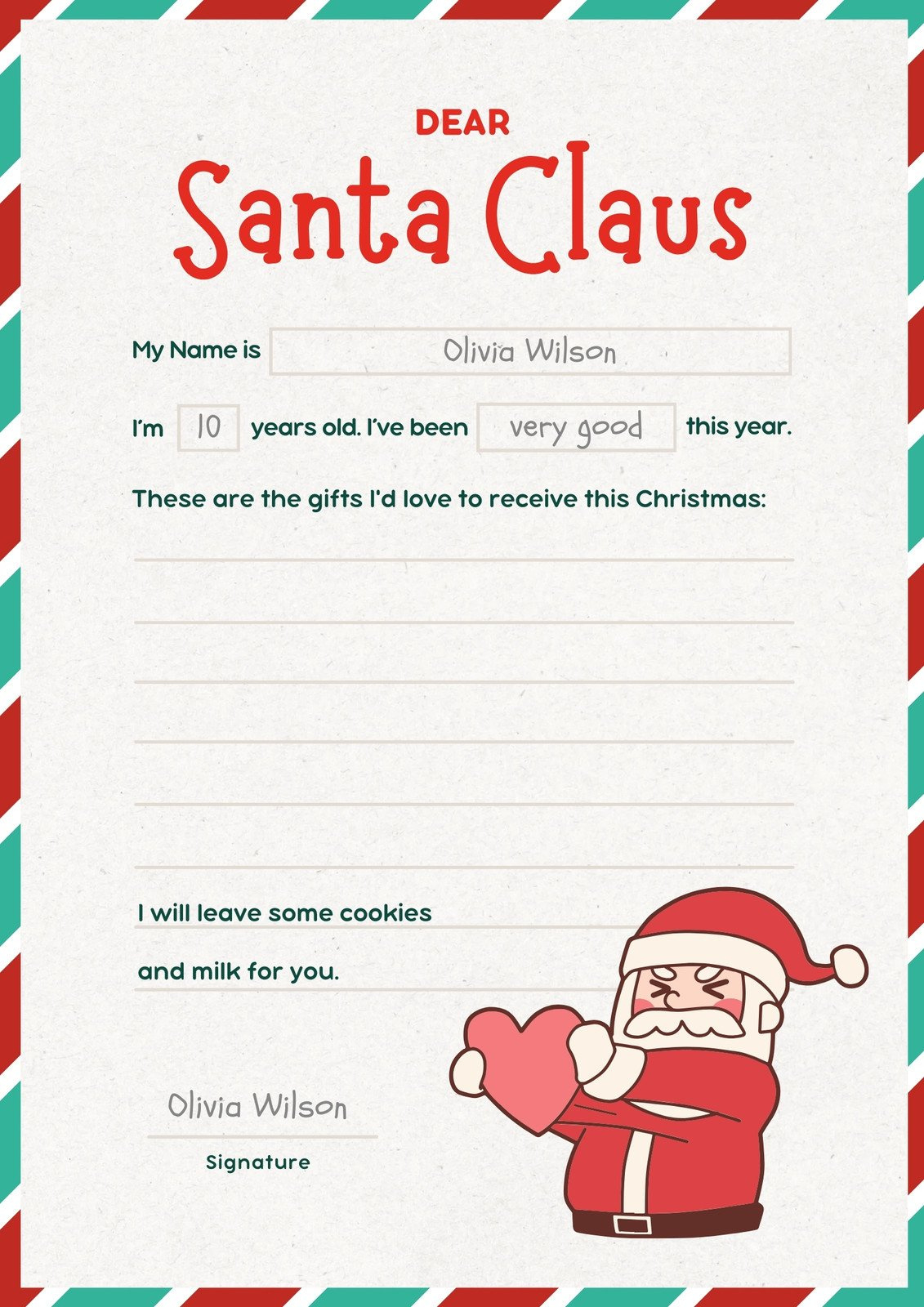 Free Printable Santa Letter Templates You Can Customize | Canva throughout Printable Christmas Letters to Santa