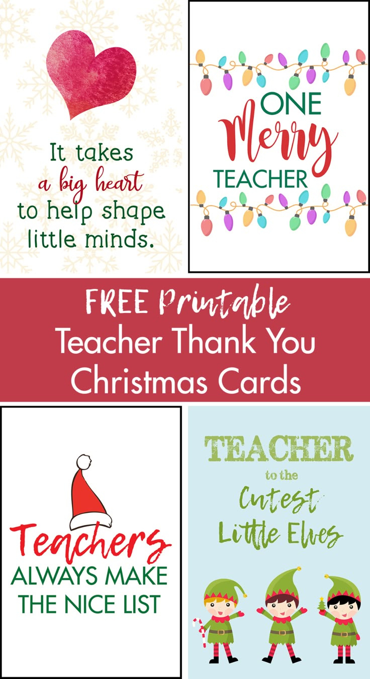 Free Printable Teacher Thank You Christmas Cards with Free Printable Christmas Thank You Card From Teacher