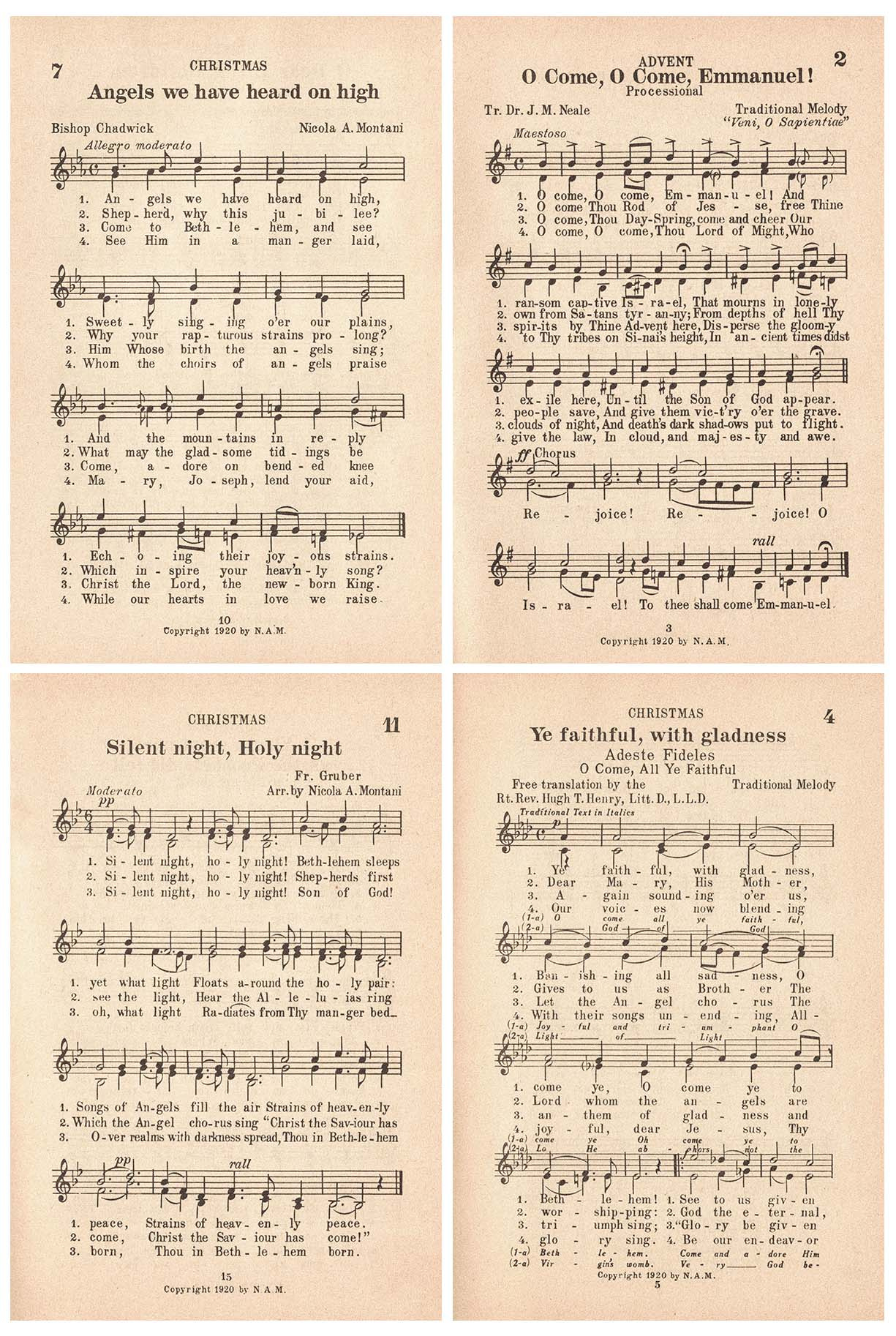 Free Printable Vintage Christmas Sheet Music Hymns • Rose Clearfield for Old Christmas Sheet Music Printable