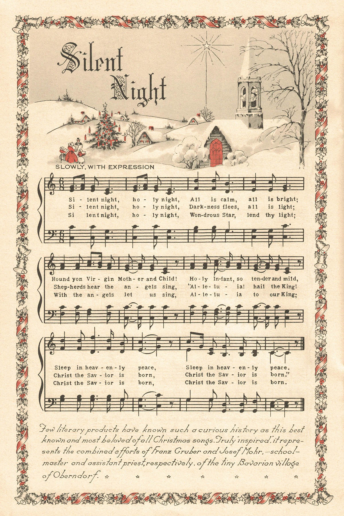 Free Printable Vintage Color Illustration Christmas Carols • Rose with regard to Free Printable Christmas Carols Sheet Music