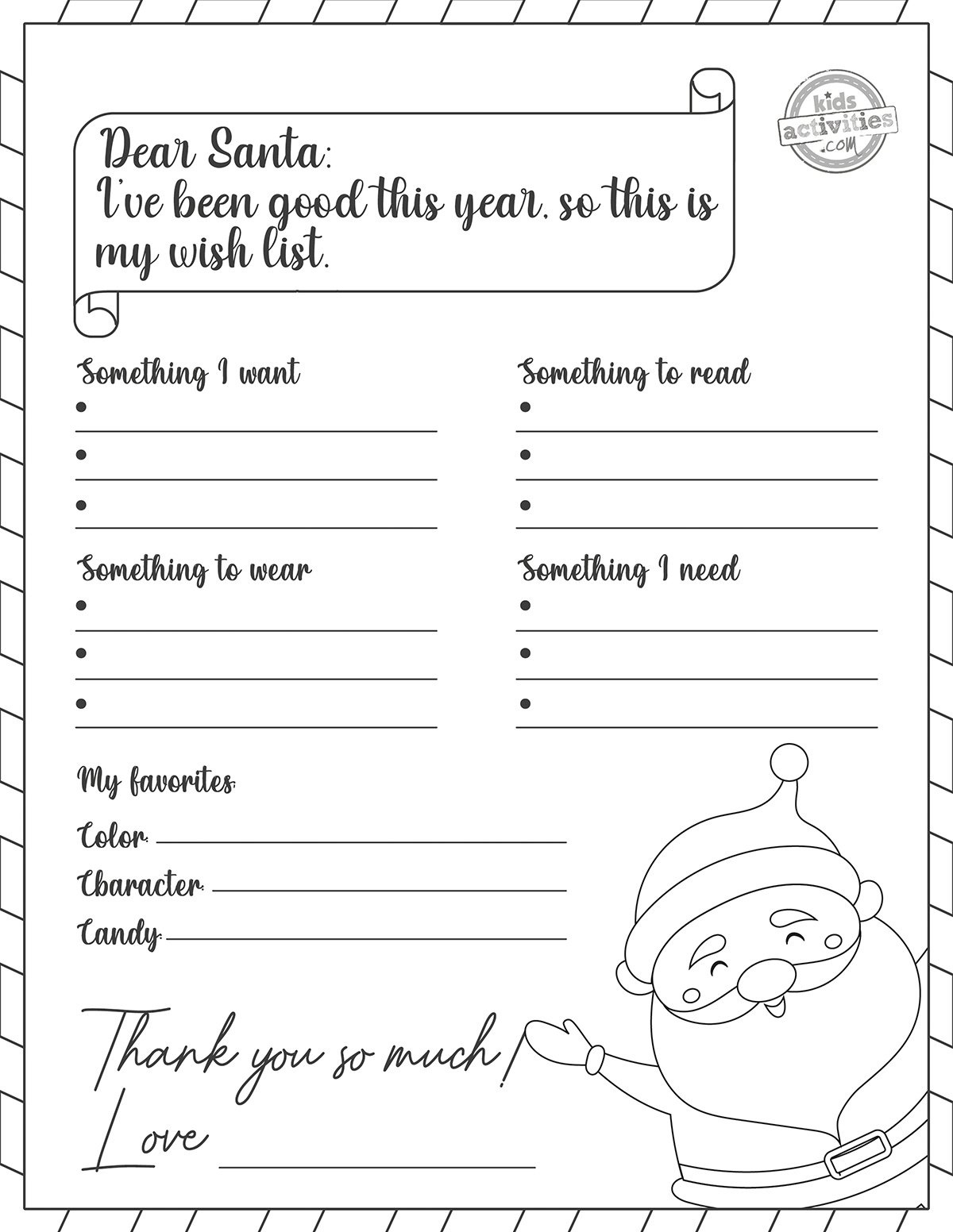Free Santa Wish List Printable For Kids | Kids Activities Blog throughout Printable Christmas List Black And White
