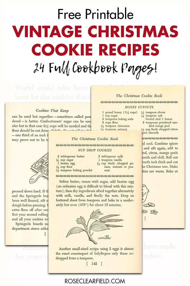 Free Vintage Christmas Cookie Recipe Pages in Free Printable Christmas Cookie Recipes