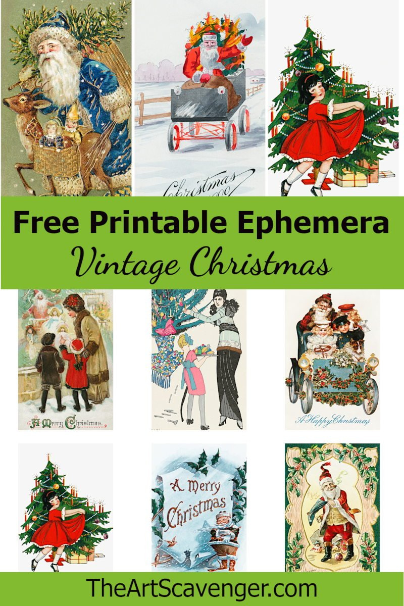 Free Vintage Christmas Ephemera | Holiday Journal Cards & Tags with Free Christmas Junk Journal Printable