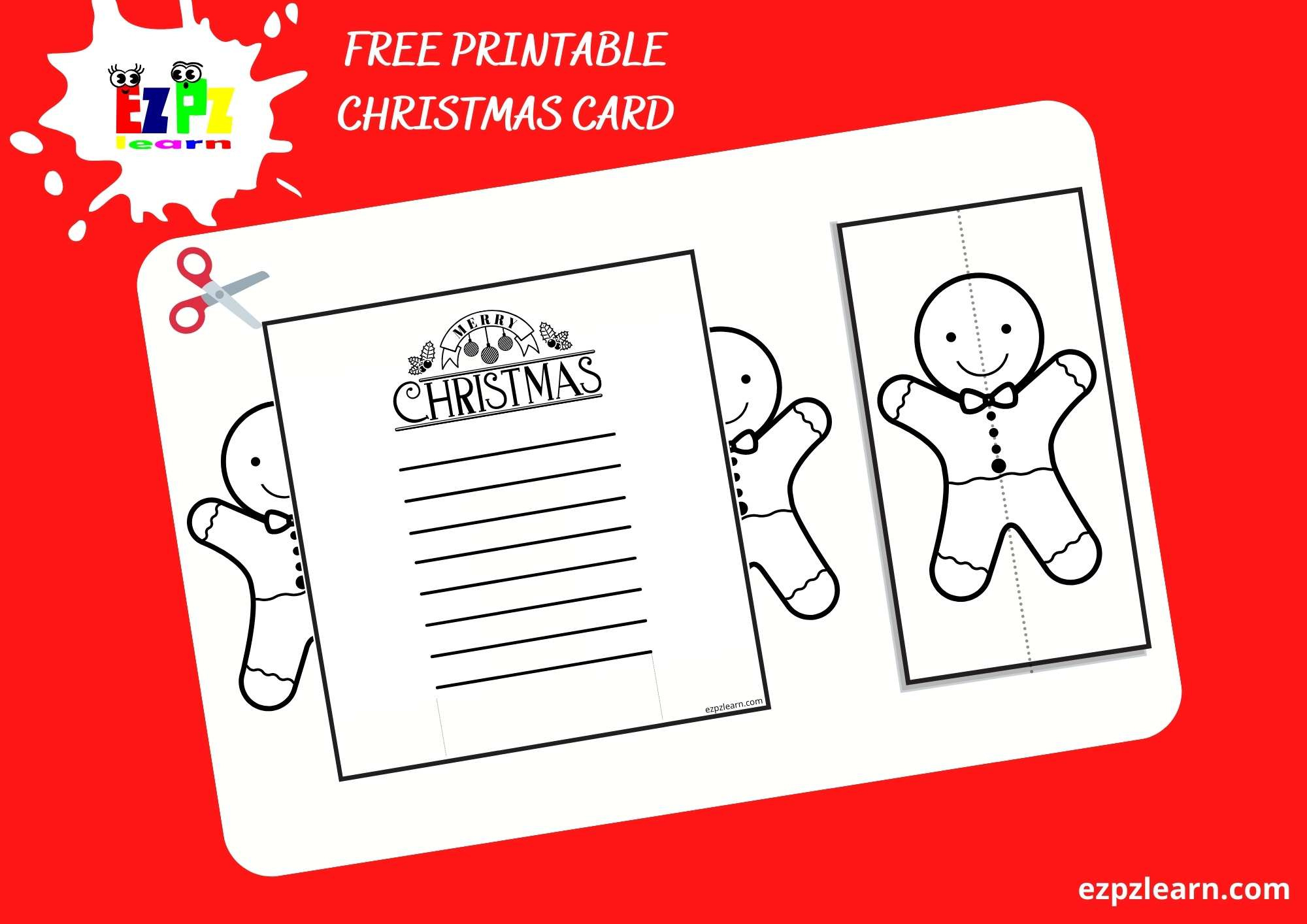 Gingerbread Man Folding Christmas Card - Ezpzlearn within Folding Christmas Card Printable