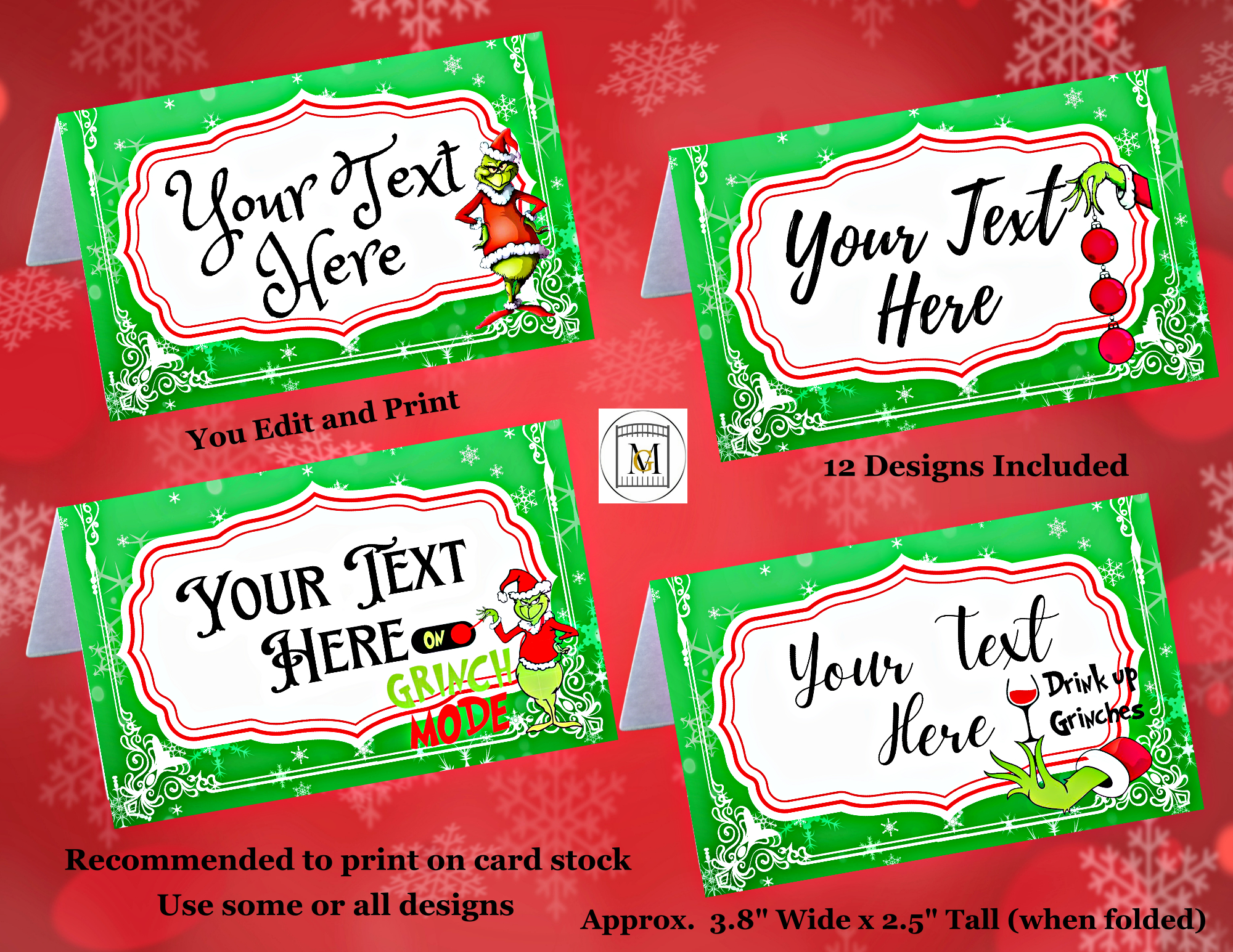 Grinch Christmas Food Label-Candy Label-Place Cards-12 Count pertaining to Free Printable Christmas Food Labels