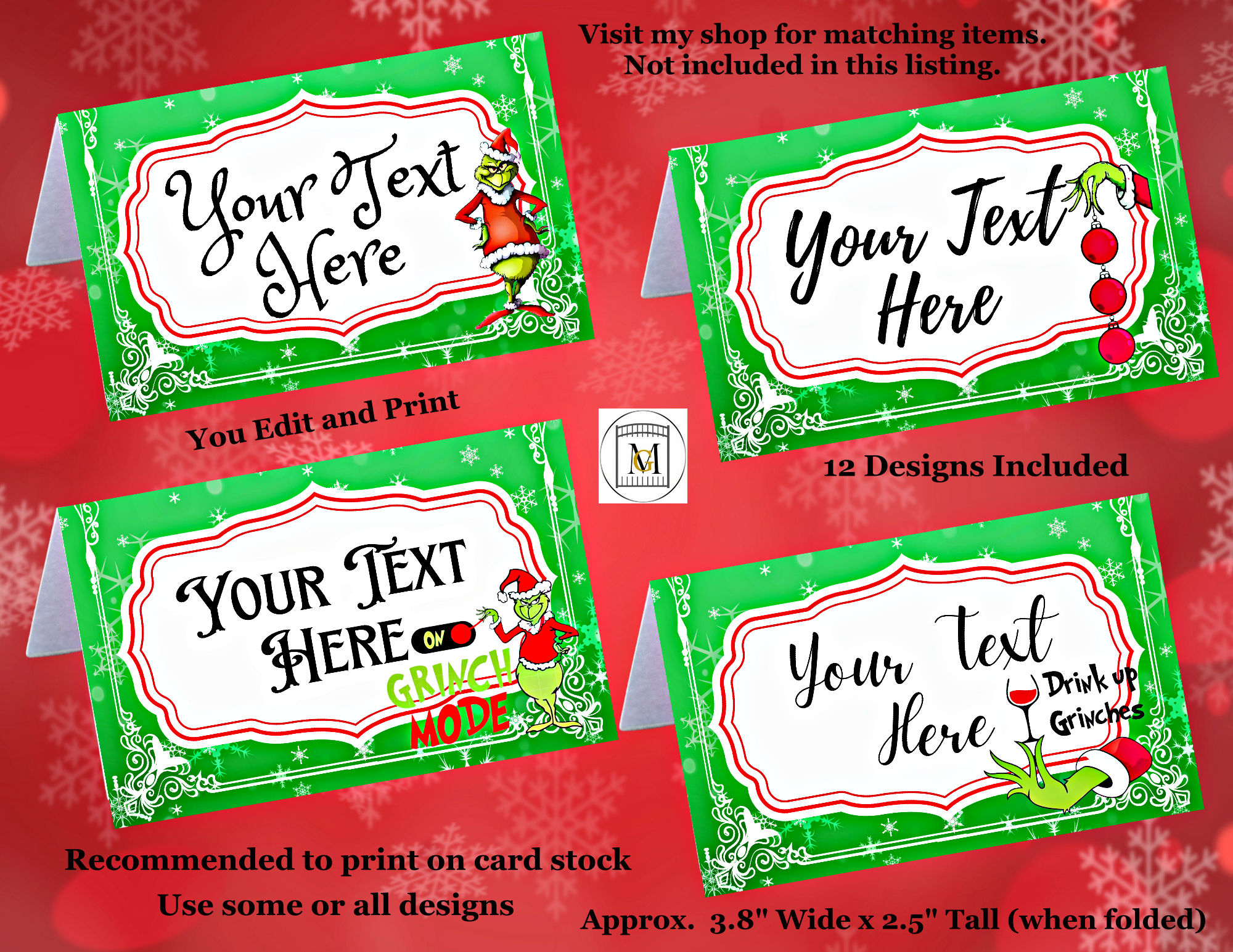 Grinch Party Favor Tag/Thank You Label Editable Download · Major Gates with regard to Free Printable Christmas Food Tags
