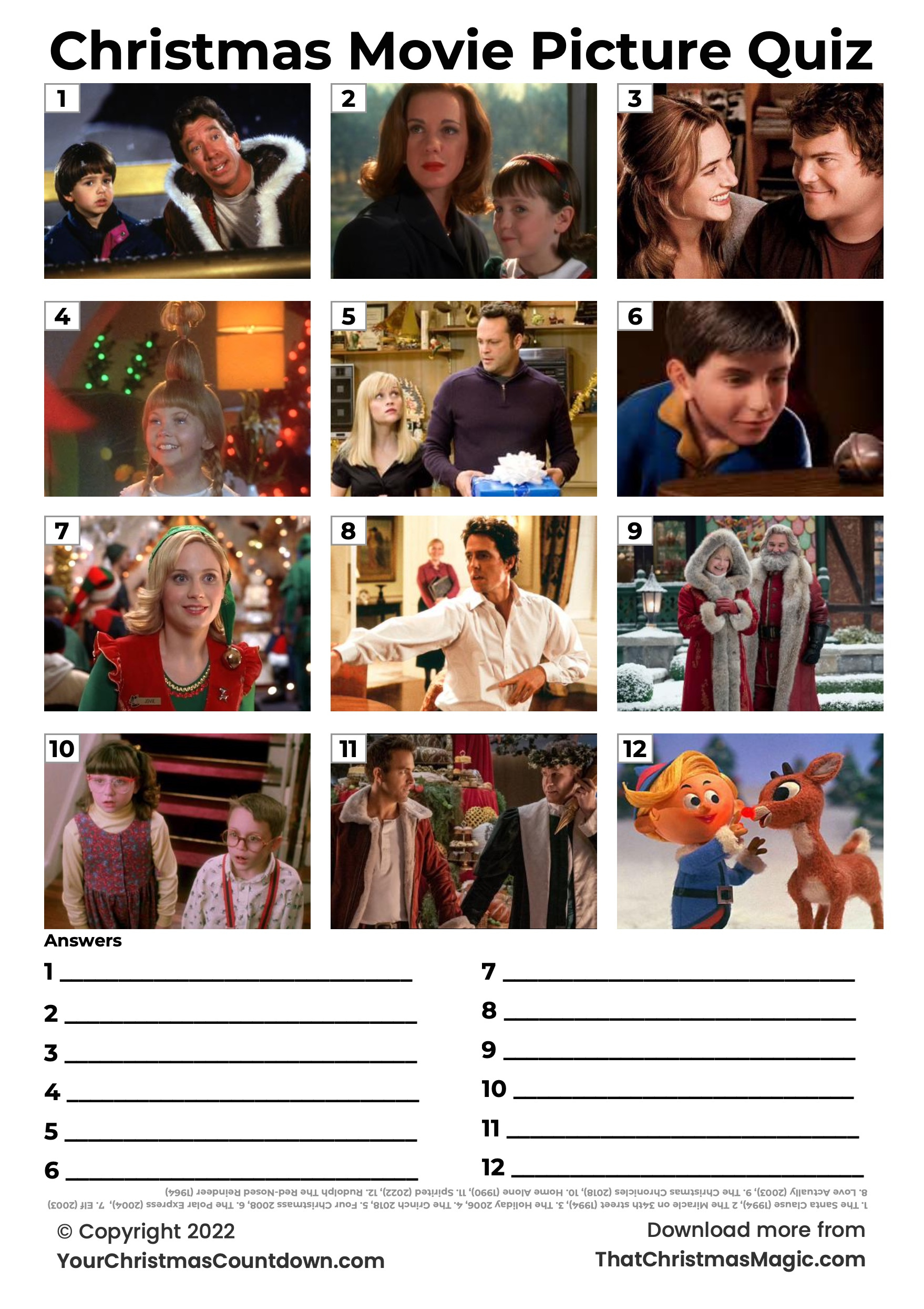 Guess The Christmas Movie Picture Quiz With Answers Quiz With inside Printable Christmas Movie Picture Quiz