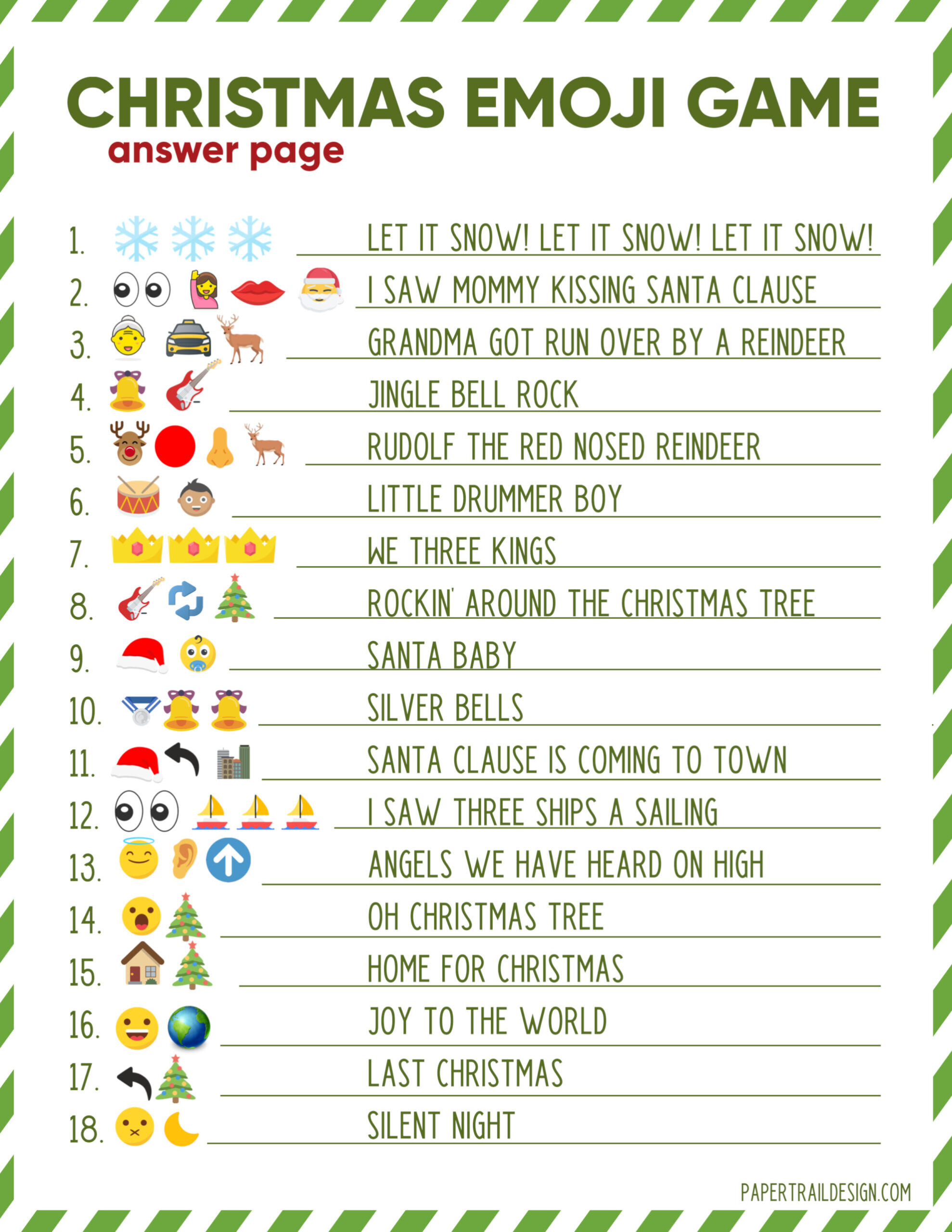 Guessing Game Answers Christmas Emoji Song Quiz Emoji Pictionary inside Christmas Songs Printable Emoji Quiz with Answers