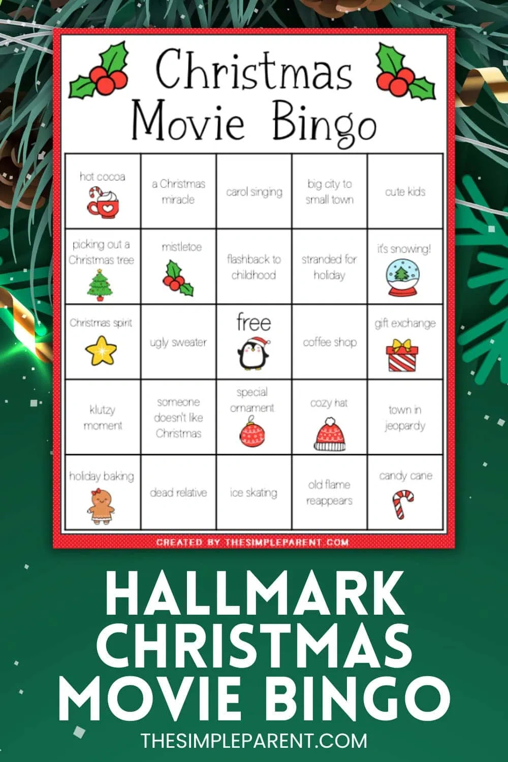 Hallmark Movie Bingo - The Simple Parent in Hallmark Christmas Movie Bingo Printable Free