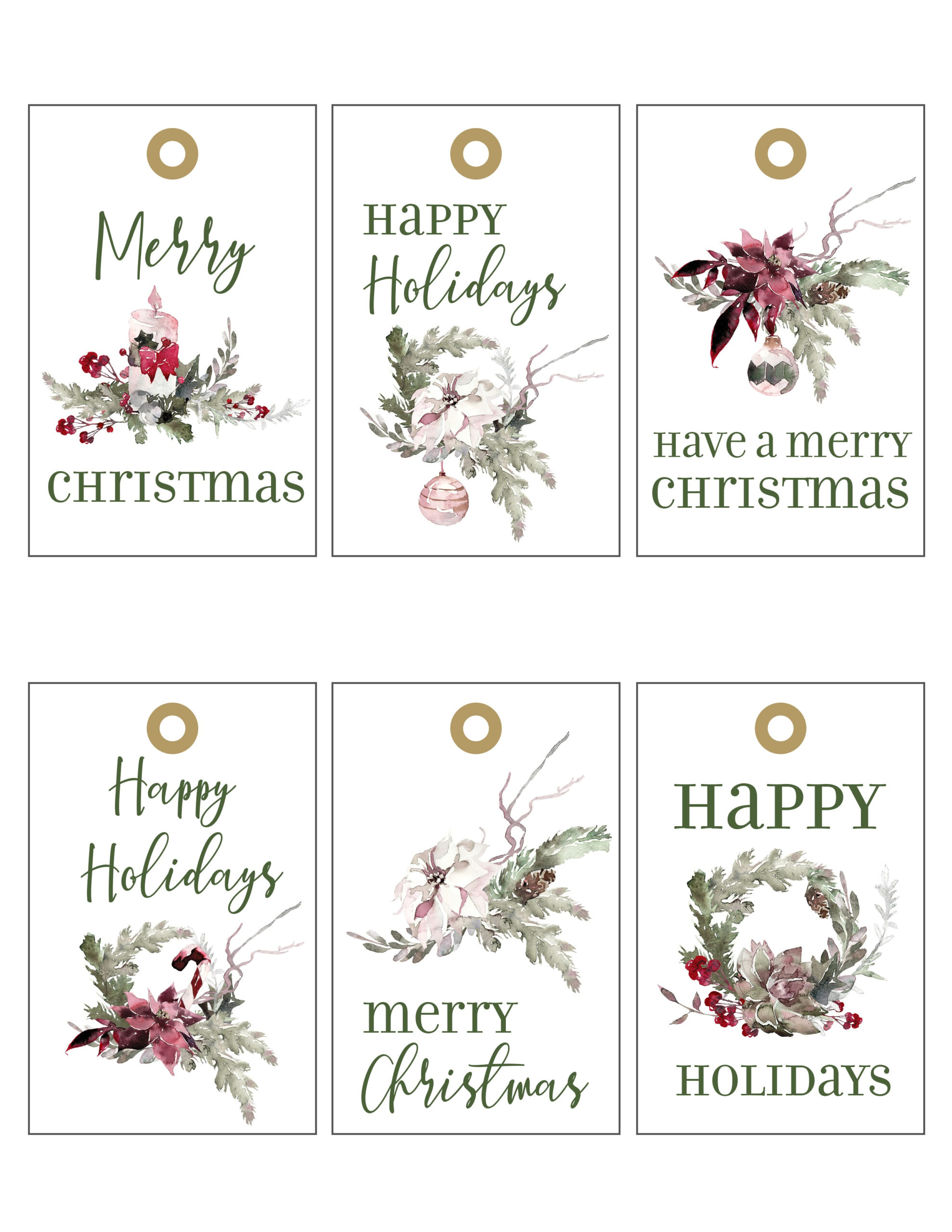 Holiday Diy: Christmas Gift Tag Printables - Set Of Six throughout Diy Printable Christmas Tags