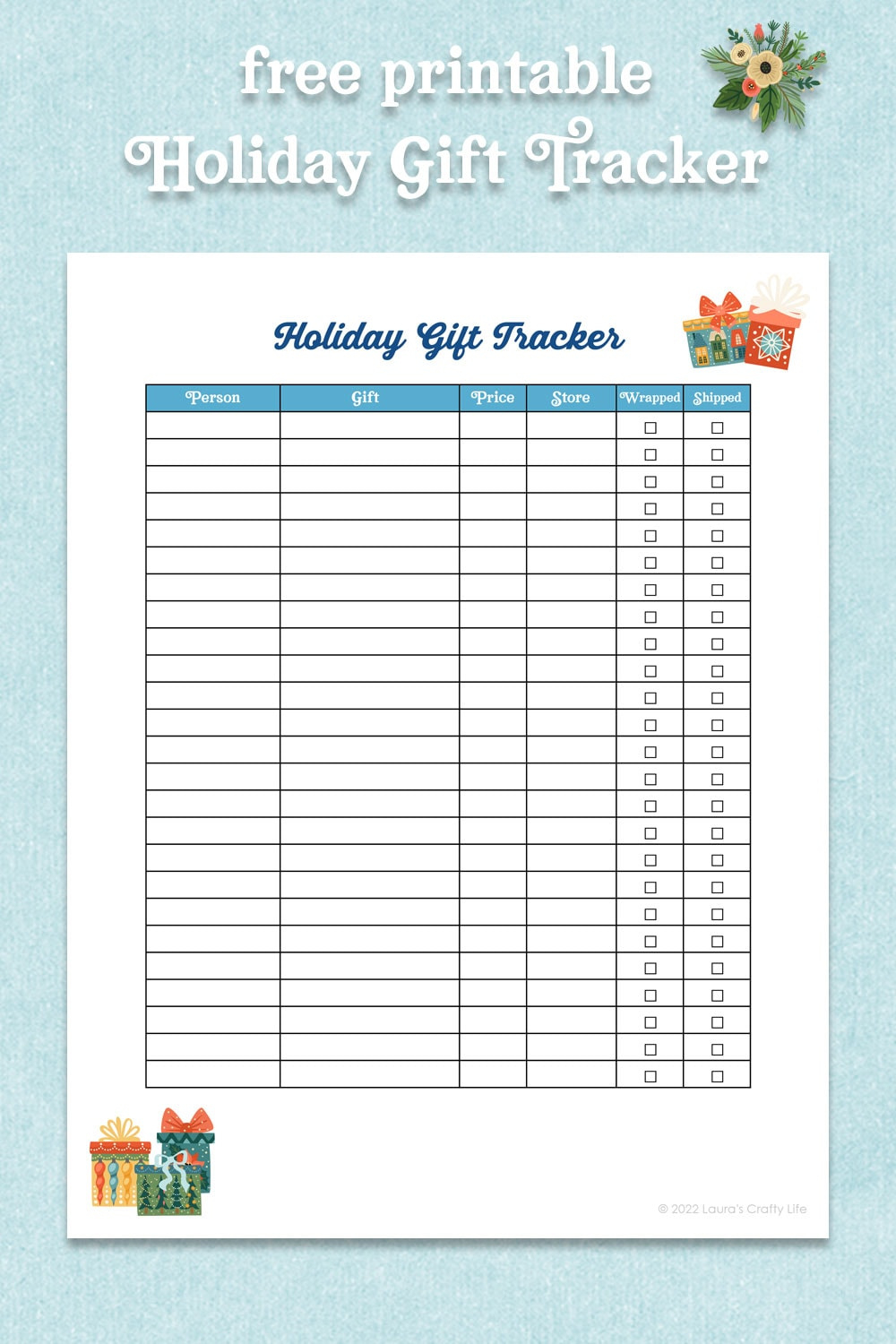 Holiday Gift Tracker Printable with Printable Christmas Gift Tracker