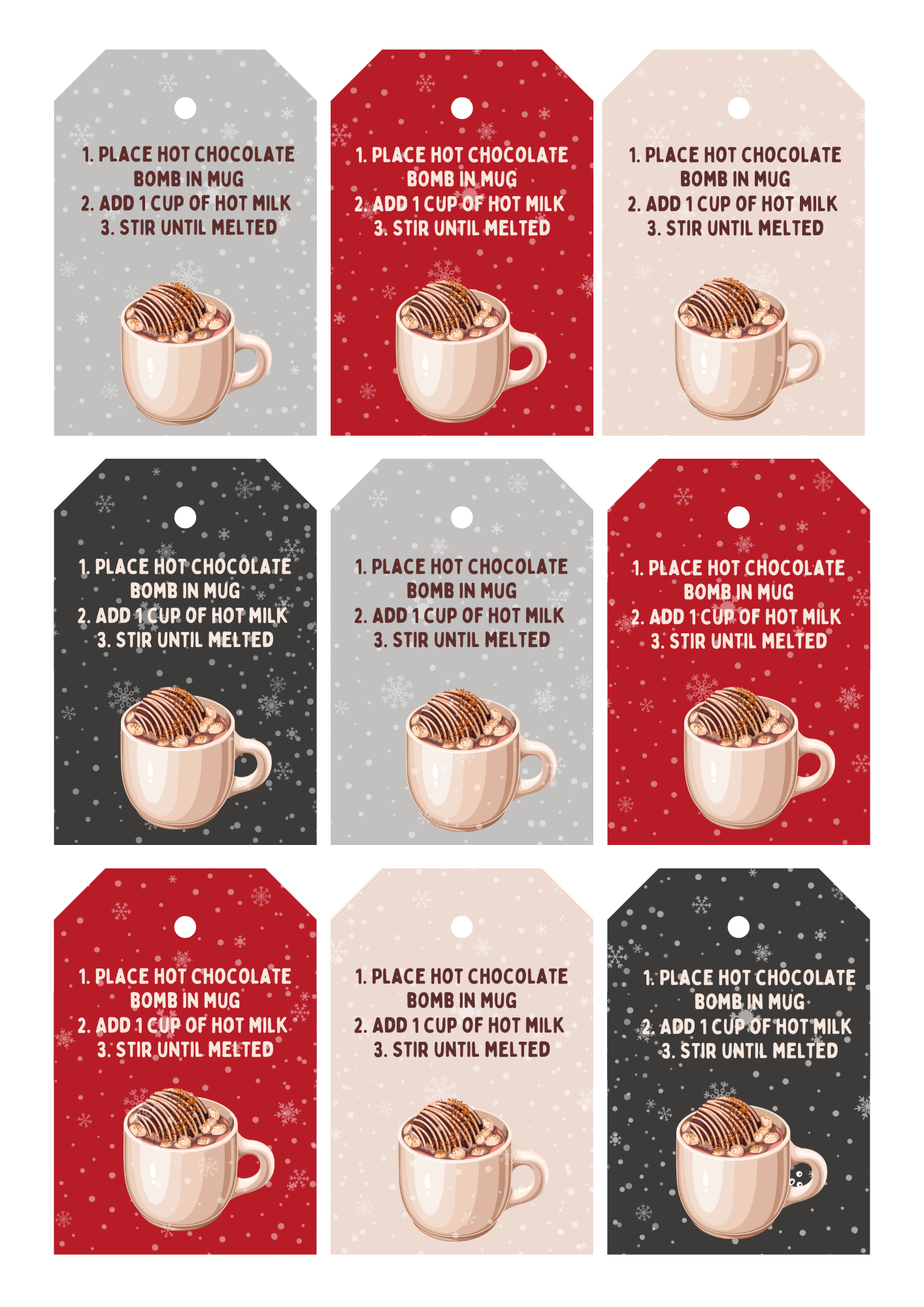 Hot Cocoa Gift Tags Printable Labels Free with regard to Free Printable Christmas Hot Chocolate Labels