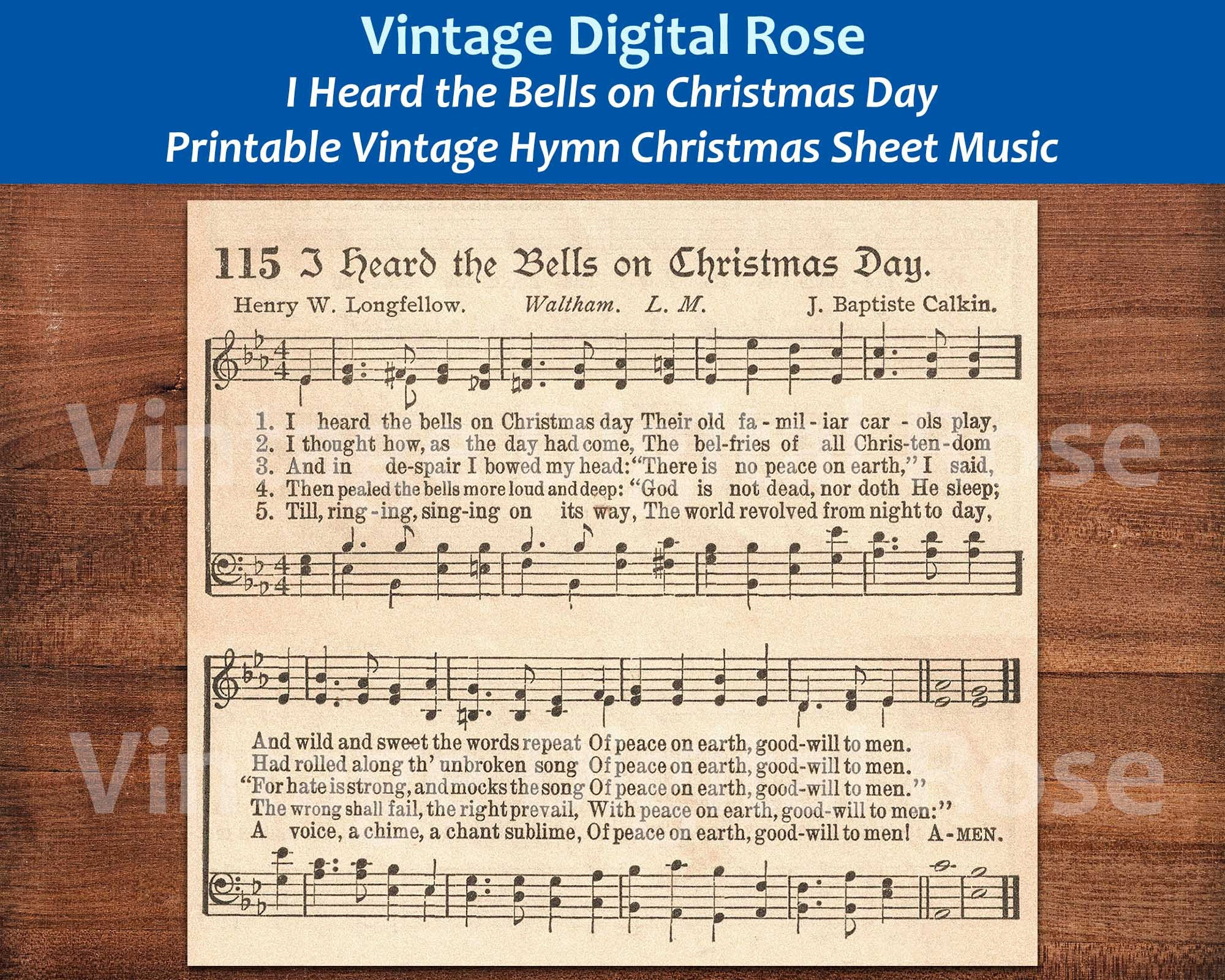 I Heard The Bells On Christmas Day Printable Vintage within I Heard the Bells on Christmas Day Printable