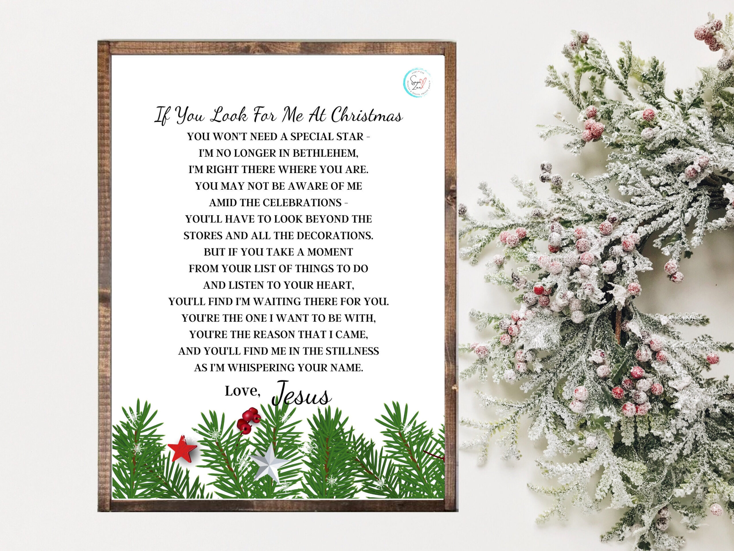 If You Look For Me At Christmas | Christmas Decor | Printable Art with If You Look For Me At Christmas Poem Printable