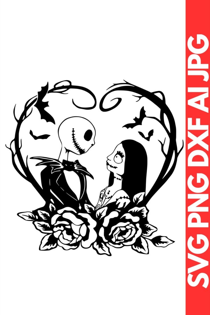 Jack And Sally Silhouette | Night Before Christmas Svg | Halloween Svg with Nightmare Before Christmas Silhouette Printable