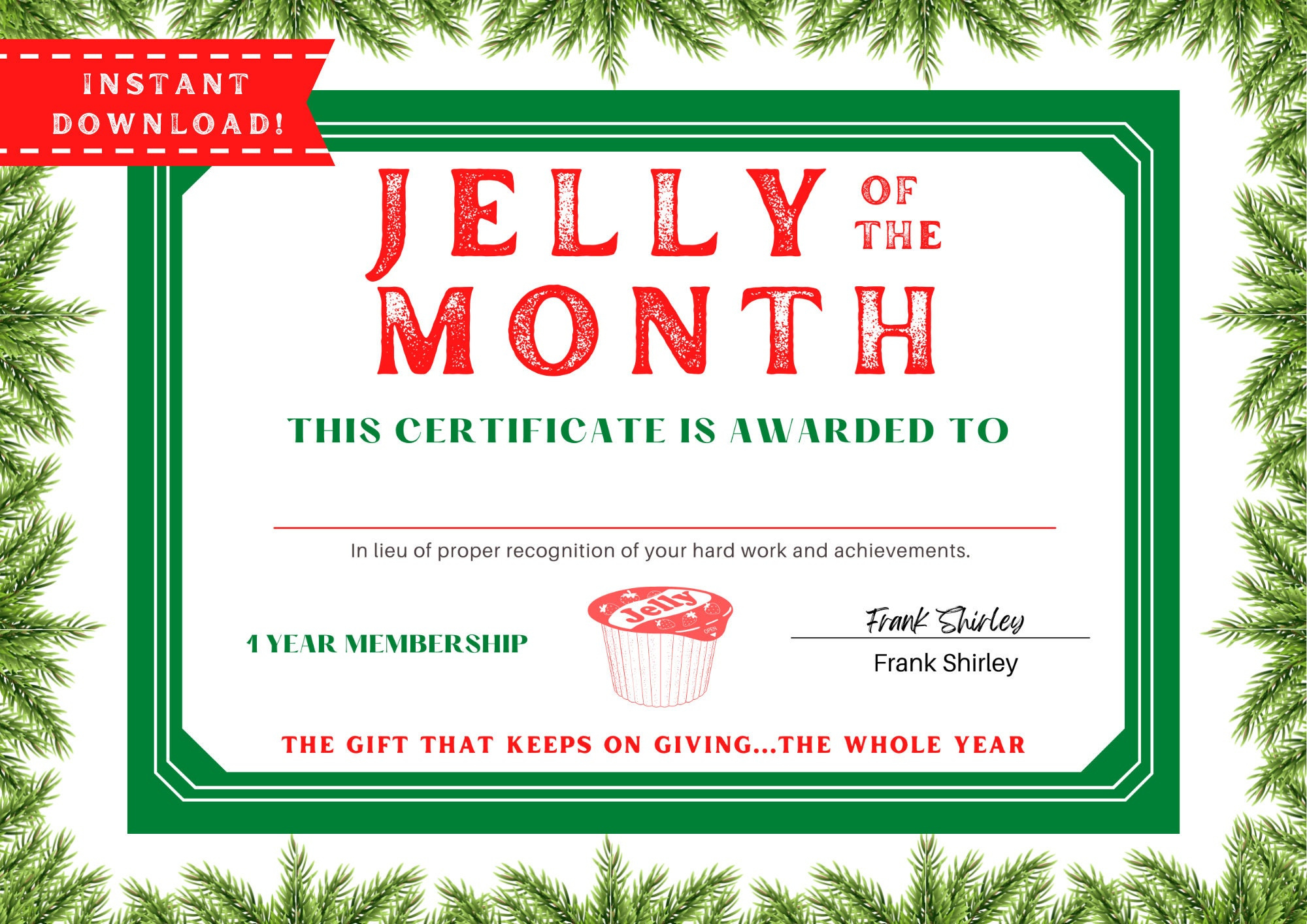Jelly Of The Month Club Printable - Clark Griswold Certificate inside Christmas Vacation Jelly of the Month Club Certificate Printable