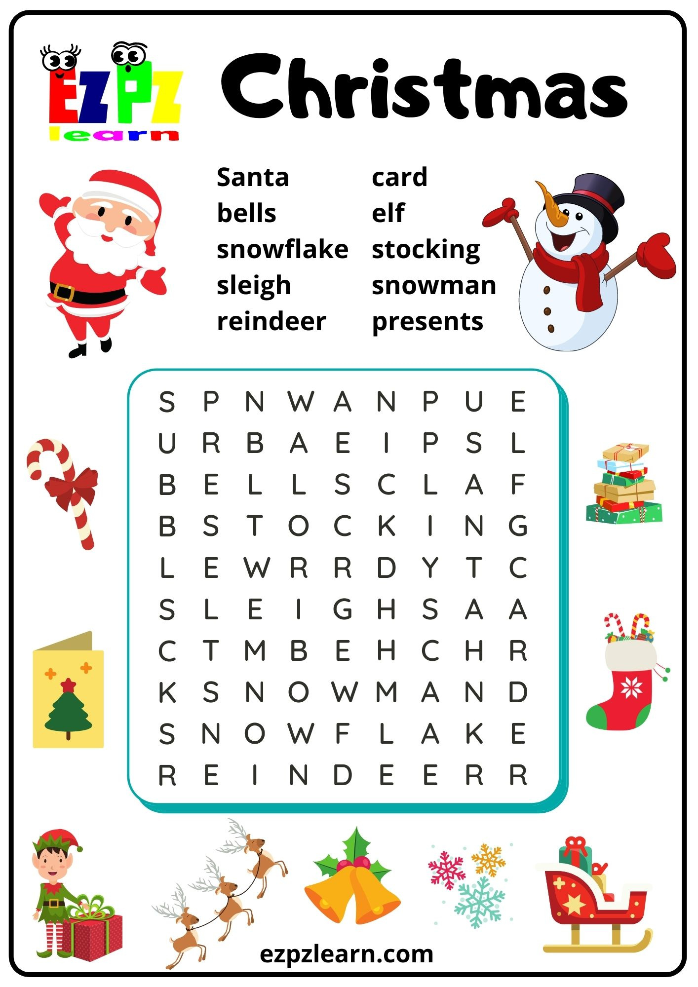 Kid&amp;#039;S Christmas Word Search For English Learners Free Pdf Download pertaining to Christmas Word Search For Kids Printable