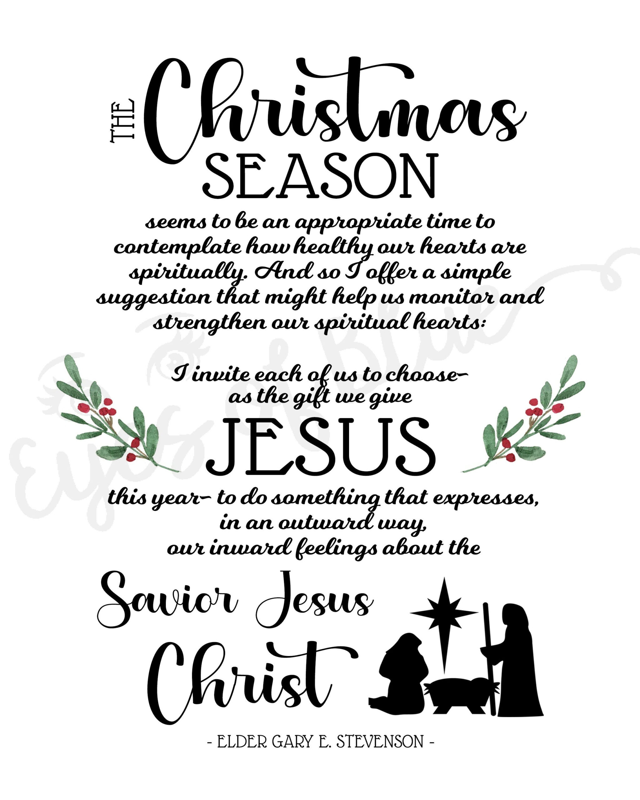 Lds Christmas Printable: The Gift We Give Jesus Quote (Digital with Lds Christmas Quotes Printable
