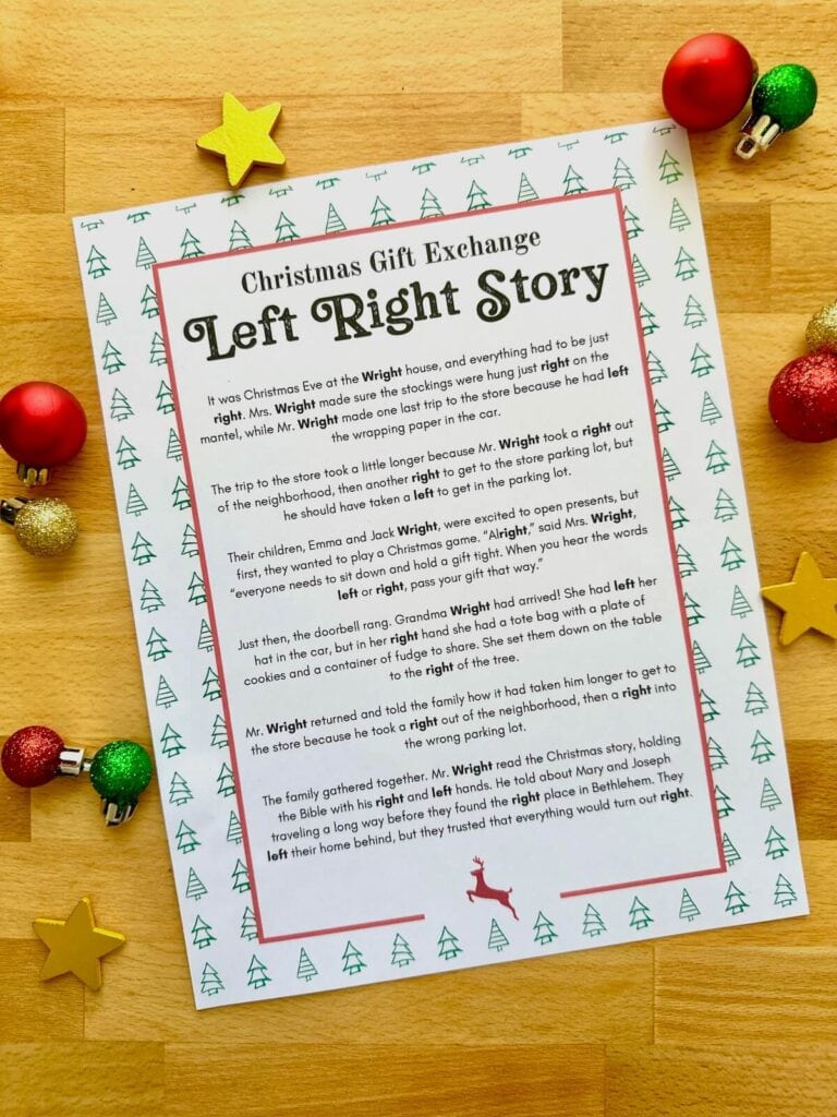 Left Right Christmas Game - Free Printable Gift Exchange Idea inside Christmas Story Gift Exchange Printable