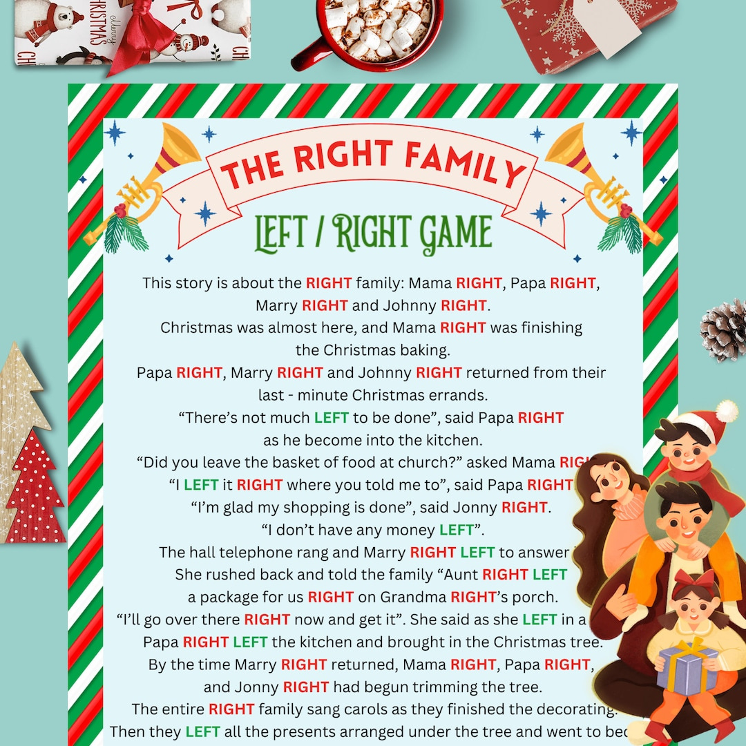 Left Right Game For Christmas, The Wright Family Funny Stories inside Christmas with the Right Family Game Printable