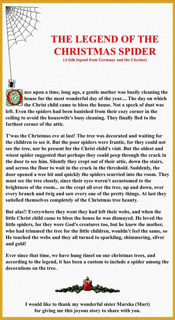 Legend Of The Christmas Spider intended for Free Printable Christmas Spider Story Printable