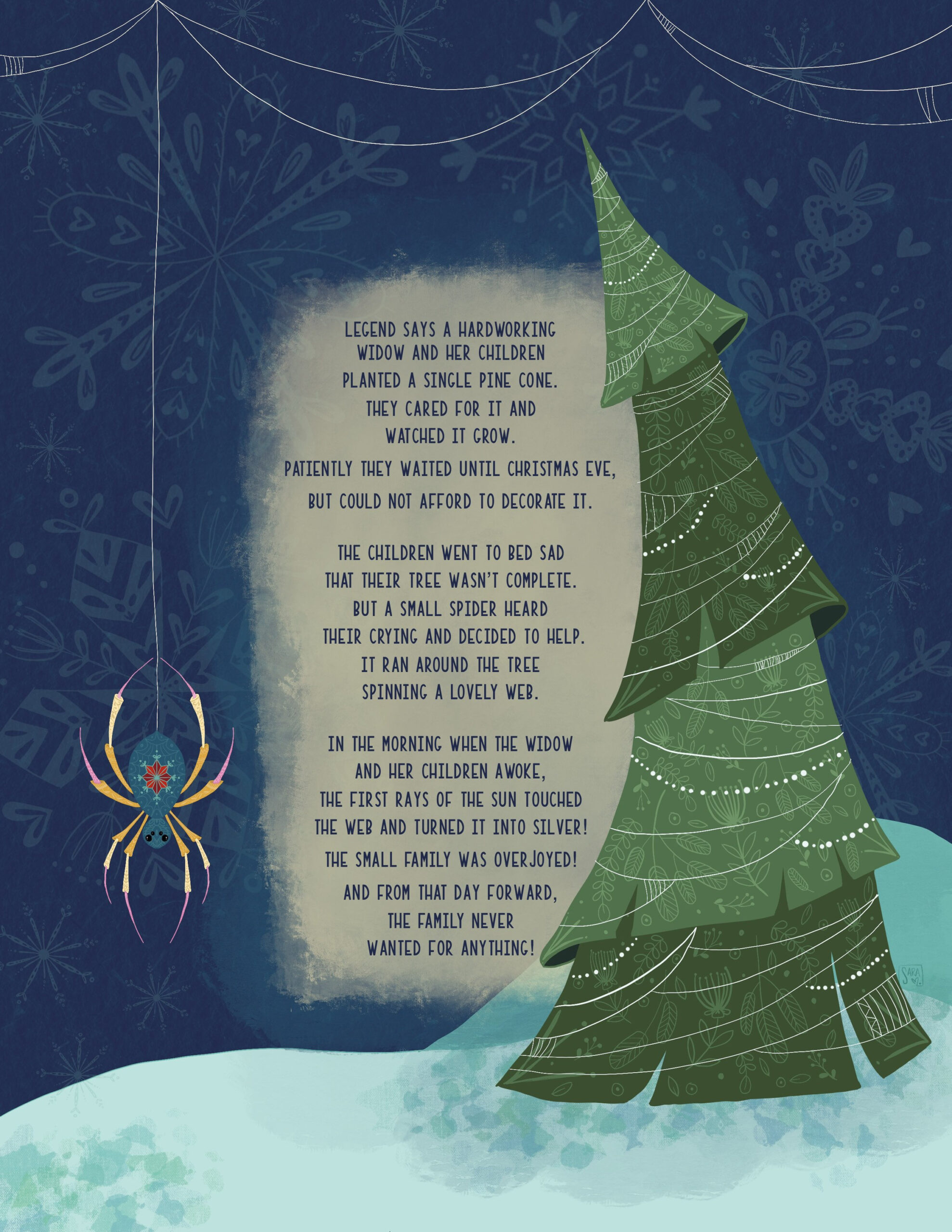 Legend Of The Christmas Spider Print, Urlaub Wandkunst (Digitaler throughout Legend Of The Christmas Tree Printable