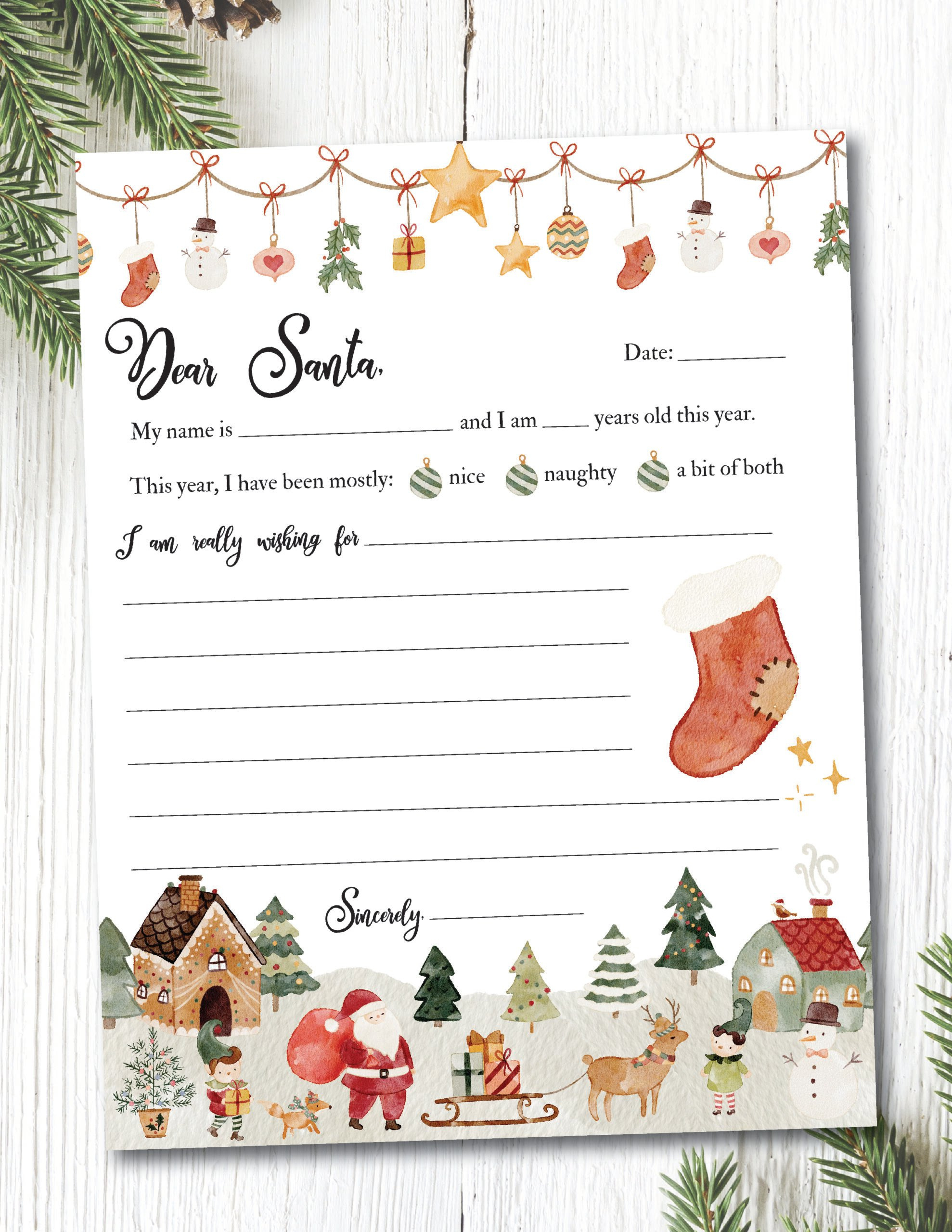Letter To Santa Template Free Printable - Home Sweet Farm Home in Letter To Father Christmas Printable