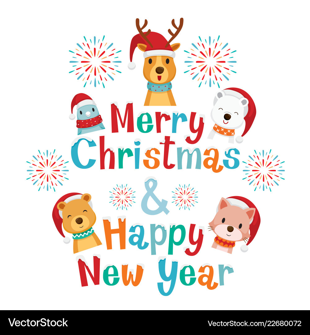 Merry Christmas And Happy New Year Lettering – Royalty-Free Vector within Merry Christmas and Happy New Year Printable