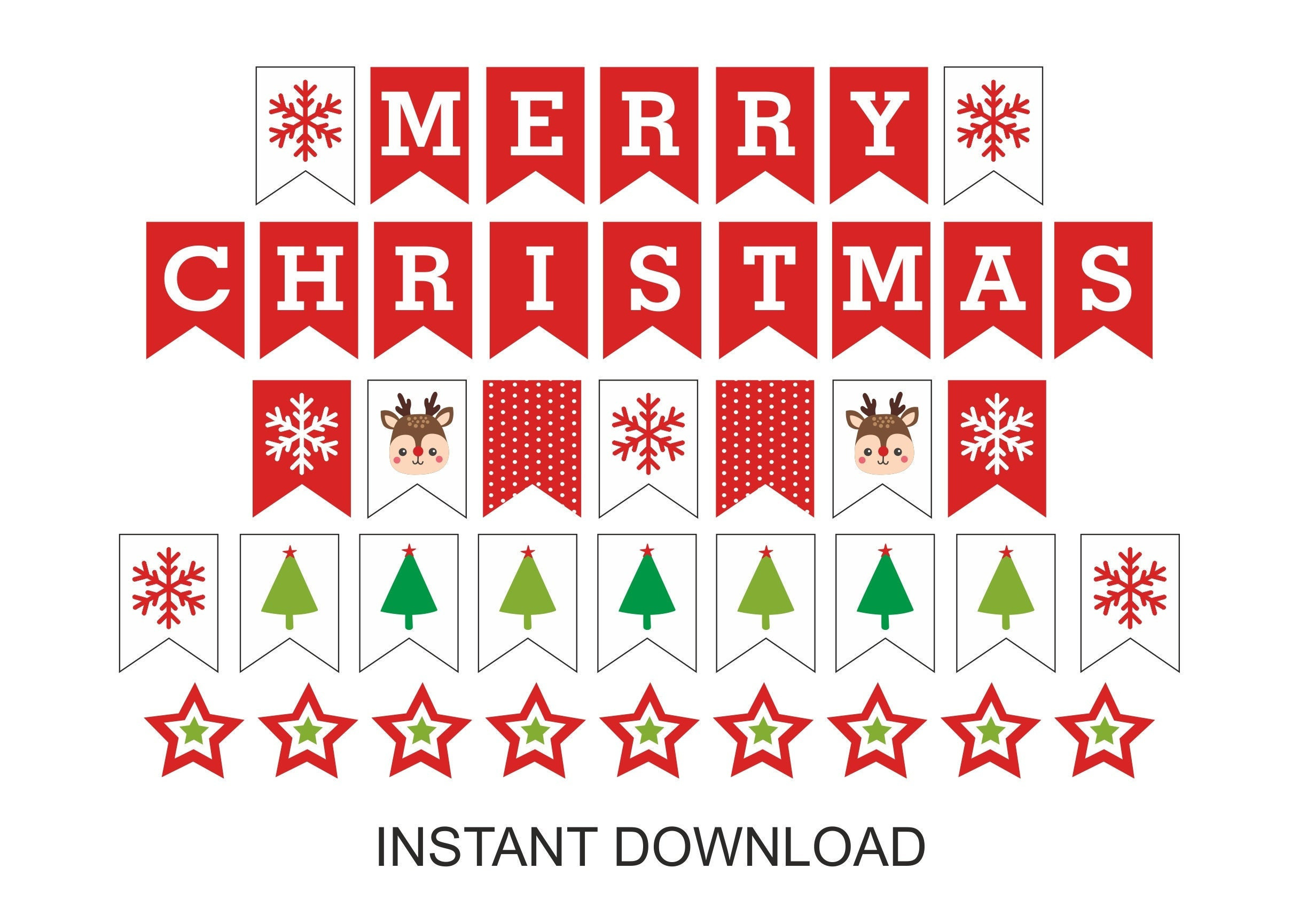 Merry Christmas Banner Printable / Christmas Banner Printable with Editable Christmas Banner Printable