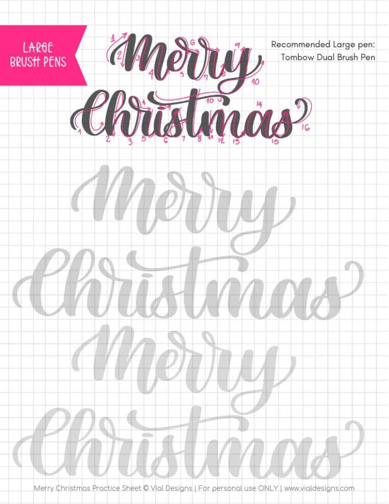 Merry Christmas Calligraphy Tutorial + Free Worksheet in Merry Christmas Calligraphy Printable