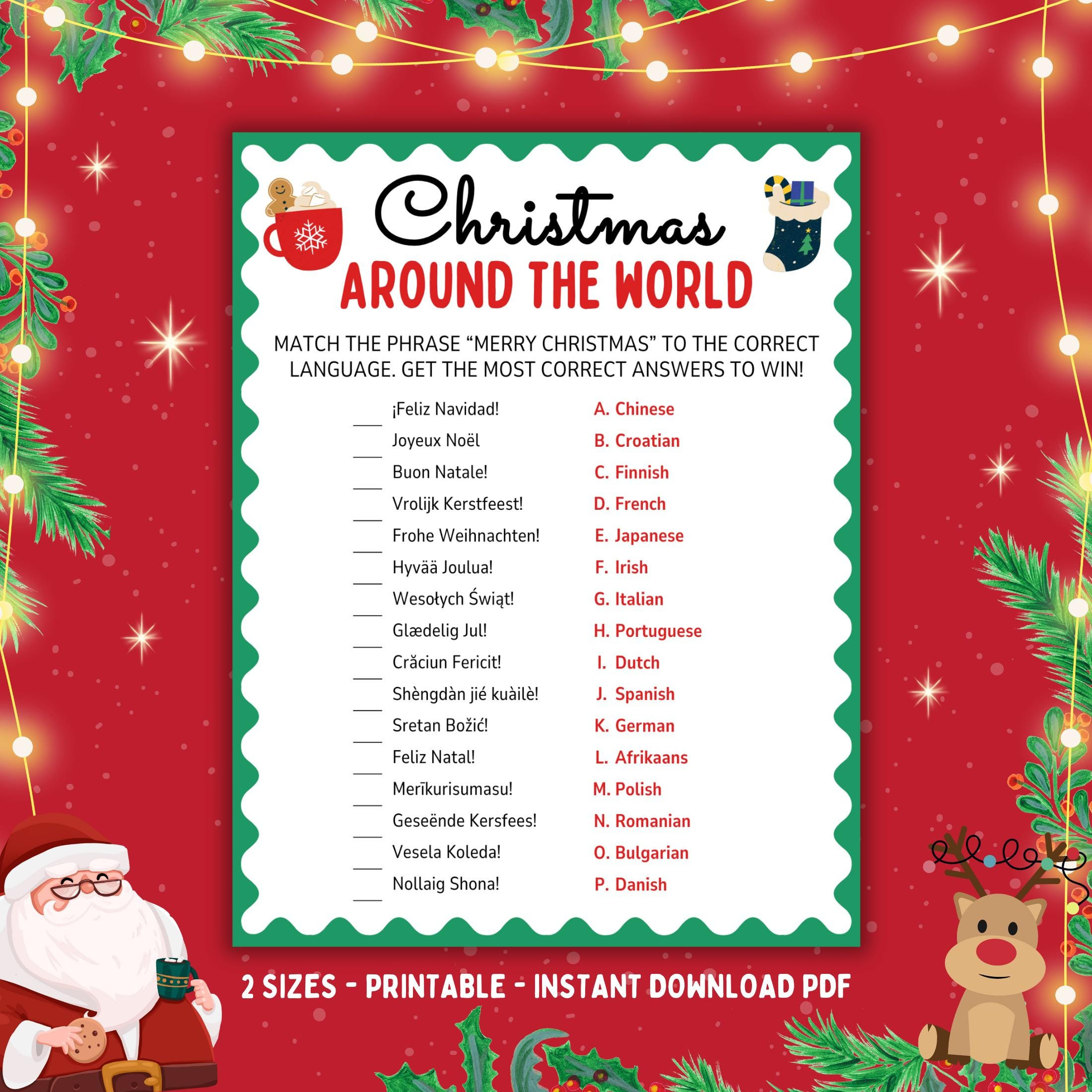 Merry Christmas In Different Languages - Etsy.de in Merry Christmas In Other Languages Printable