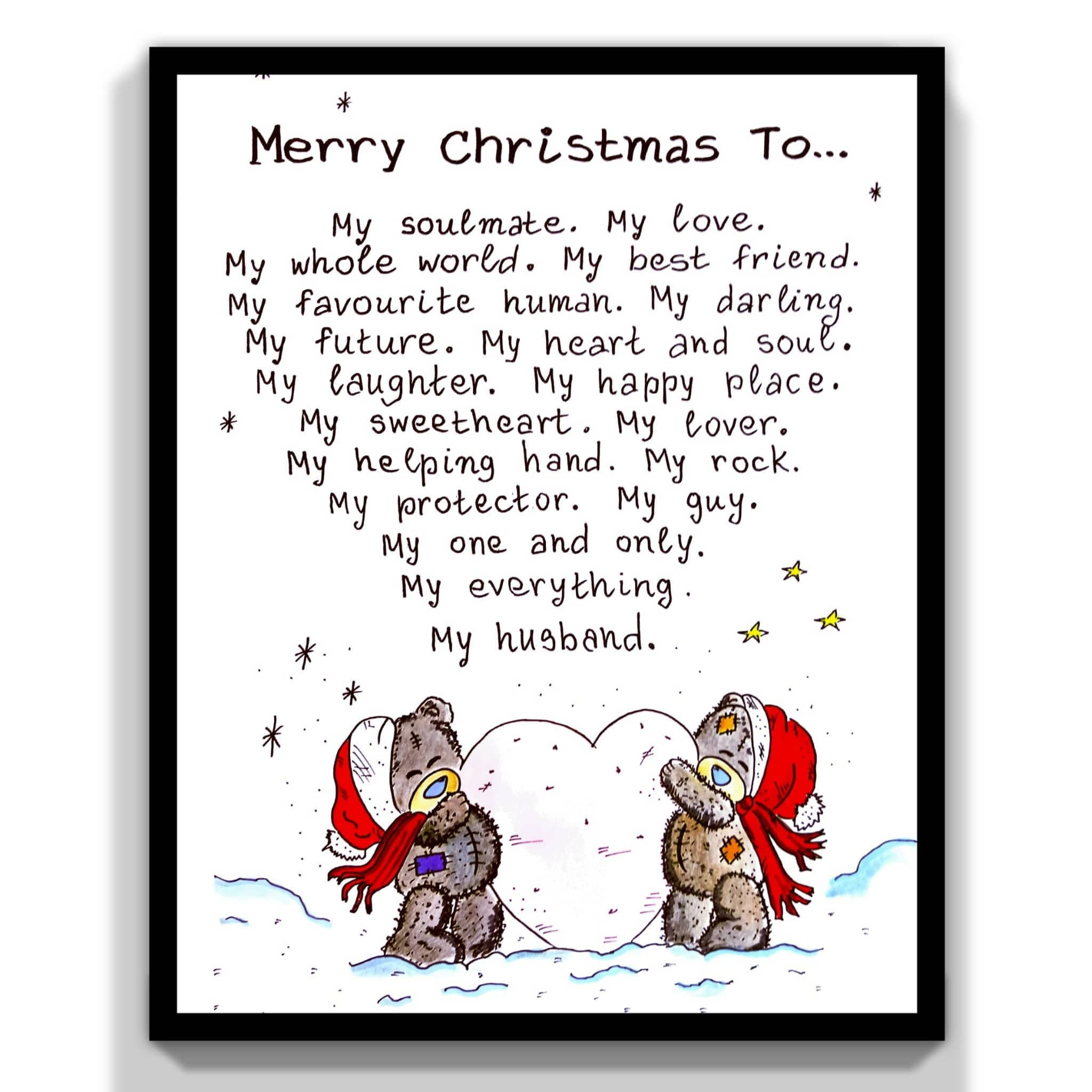 Merry Christmas To My Husband Printable Gift Card. Message pertaining to Husband Christmas Card Free Printable