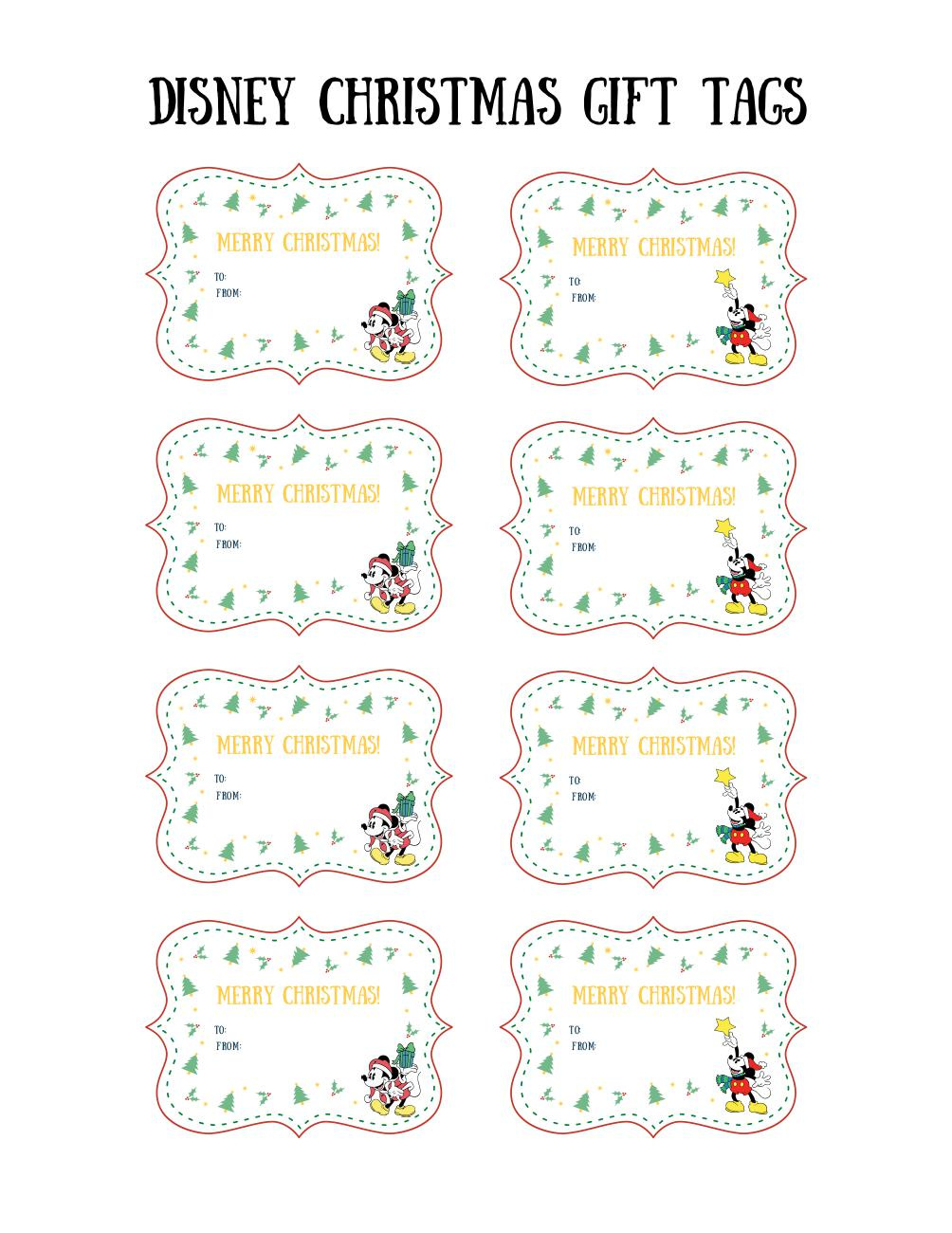 Mickey Christmas Gift Tags With Free Printable | Omc with regard to Free Printable Disney Christmas Gift Tags