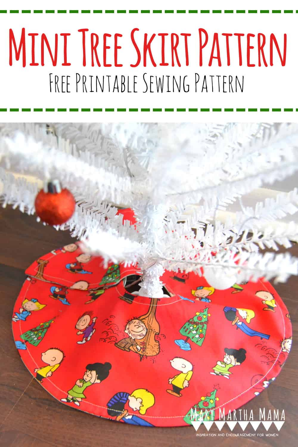 Mini Tree Skirt Pattern [Free Printable] – Mary Martha Mama with regard to Free Christmas Tree Skirt Patterns Printable