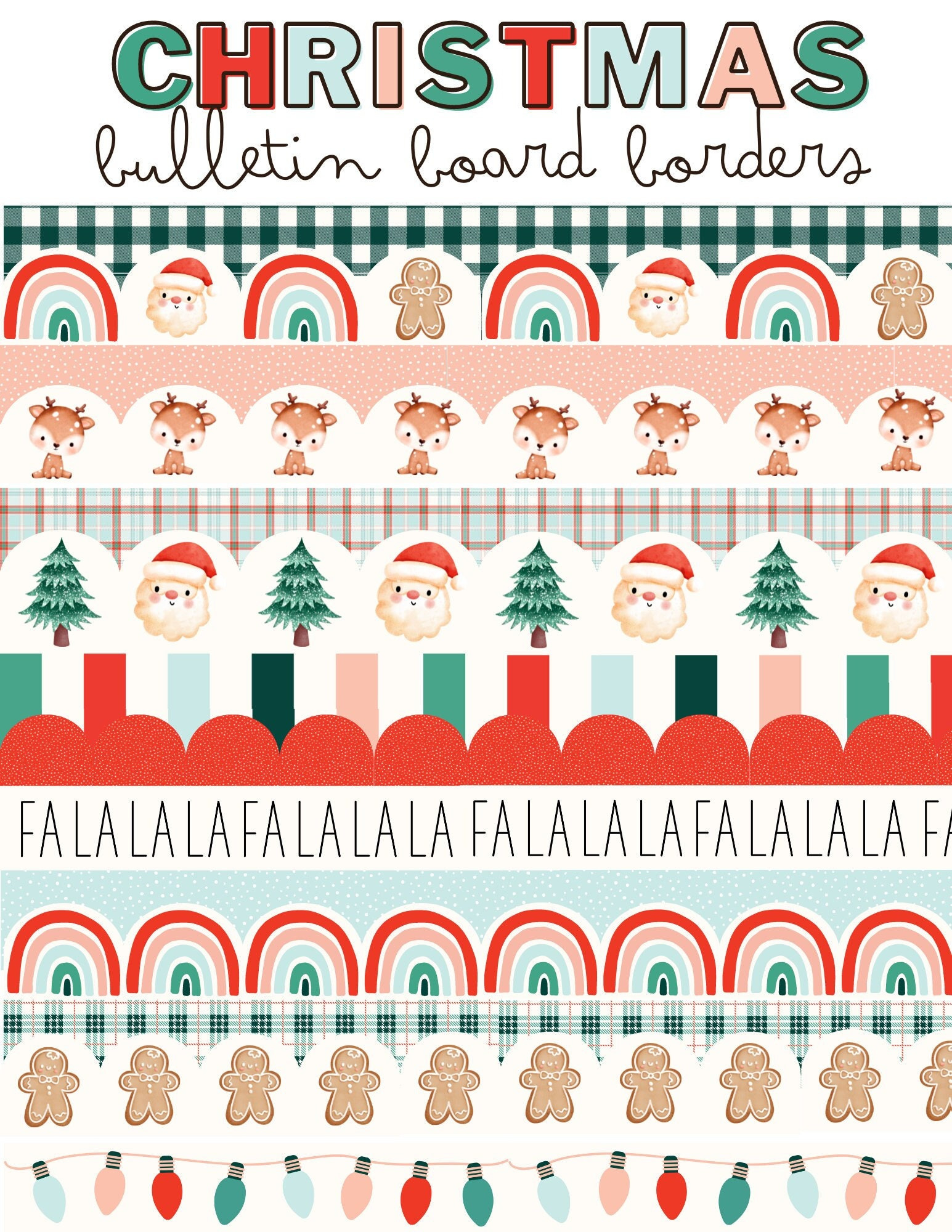 Modern Christmas Bulletin Board Borders - Etsy Uk pertaining to Free Printable Christmas Borders For Bulletin Boards