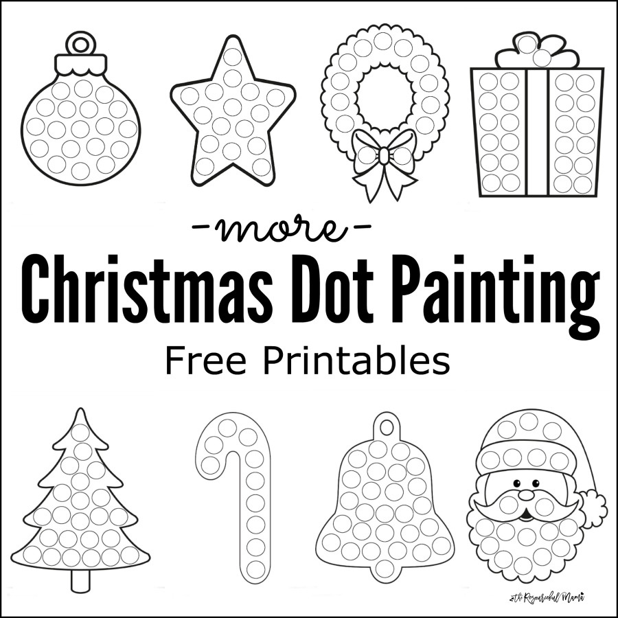 More Christmas Dot Painting {Free Printables} - The Resourceful Mama with Christmas Tree Dot Printable